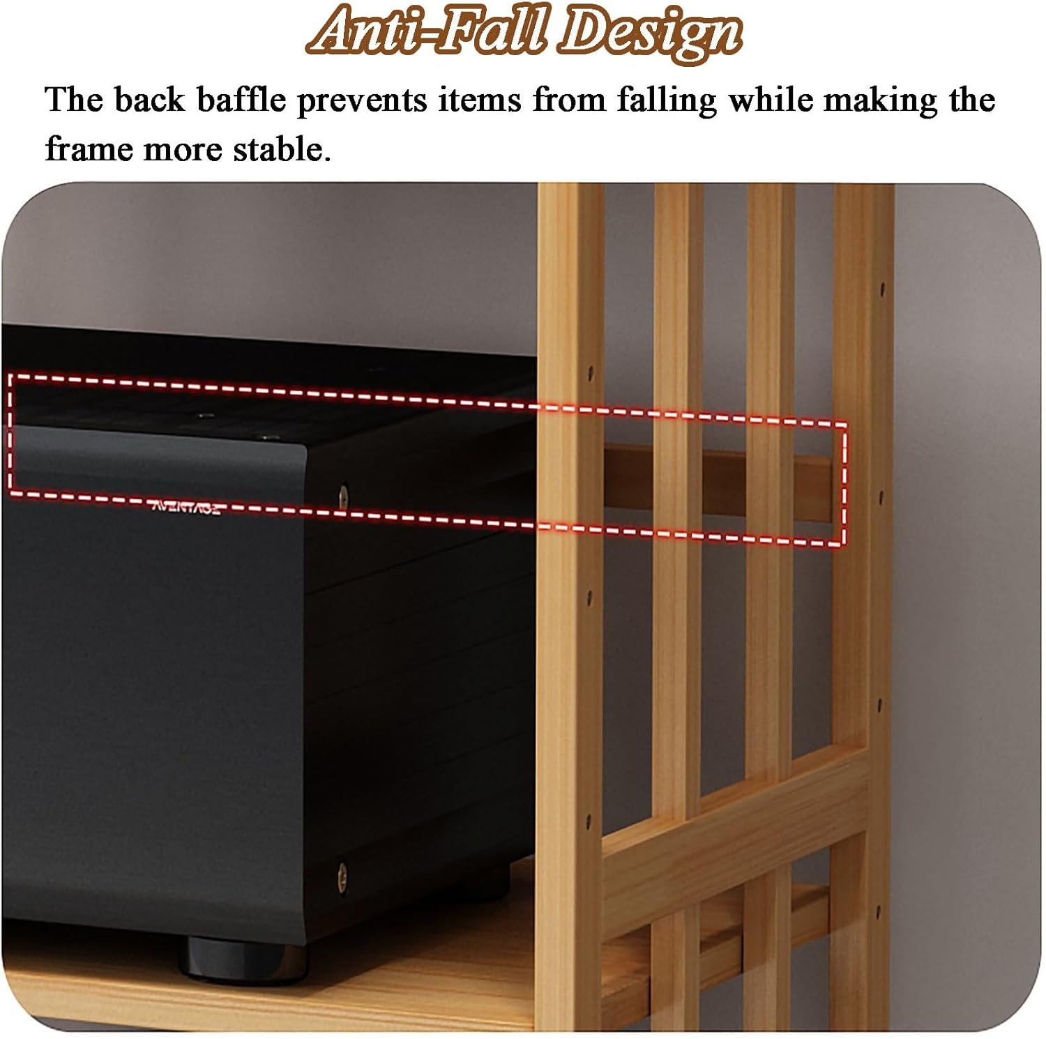 GenSDH Stereo Cabinet 4Tier Av Media Tower with Wheels Home Theater Audio Rack Cd Storage Stand Floor Stand for Home Stereo System Modern Entertainment Furniture