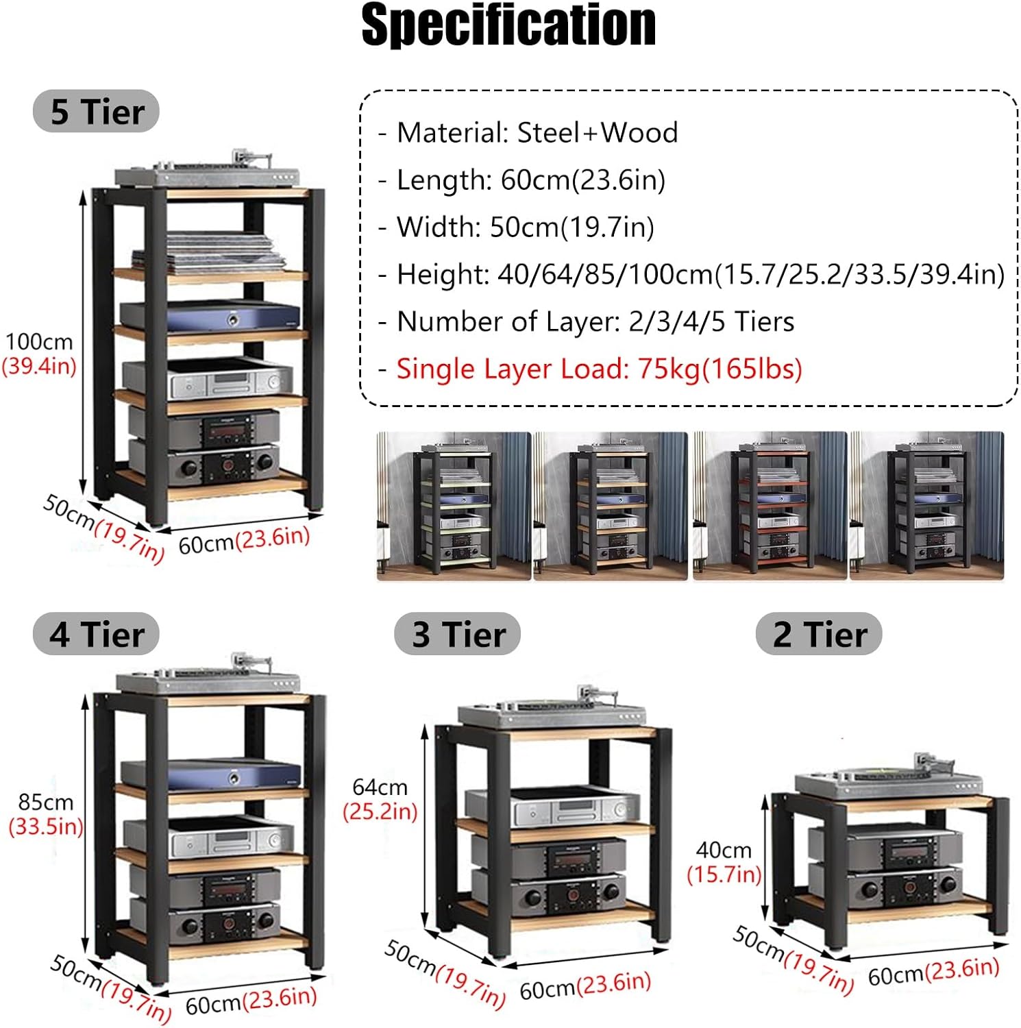 RENLXFI Audio Equipment Rack Cabinet