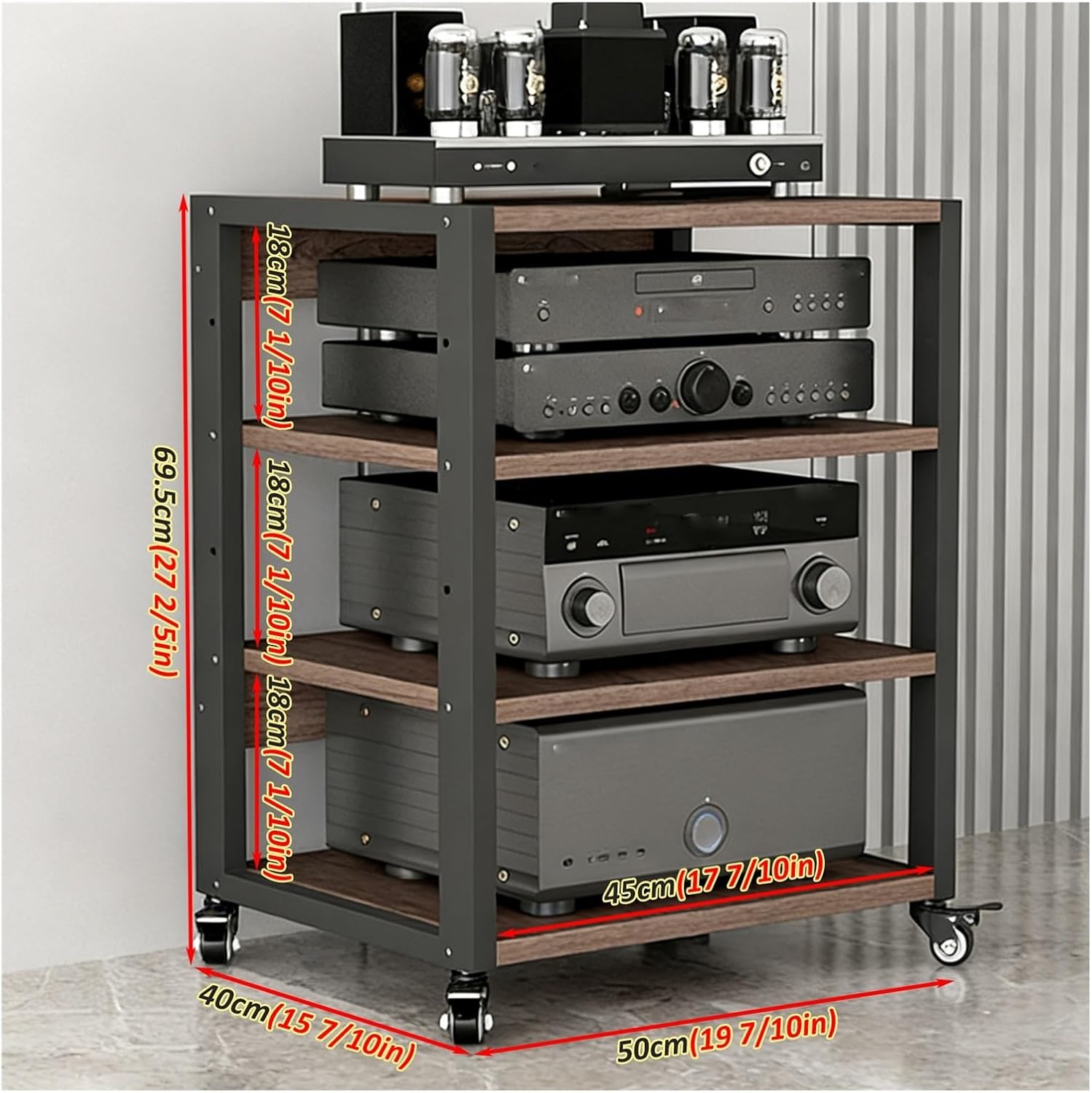 YLLFFLL 4 Shelf High Media Storage Cabinet with Wheels