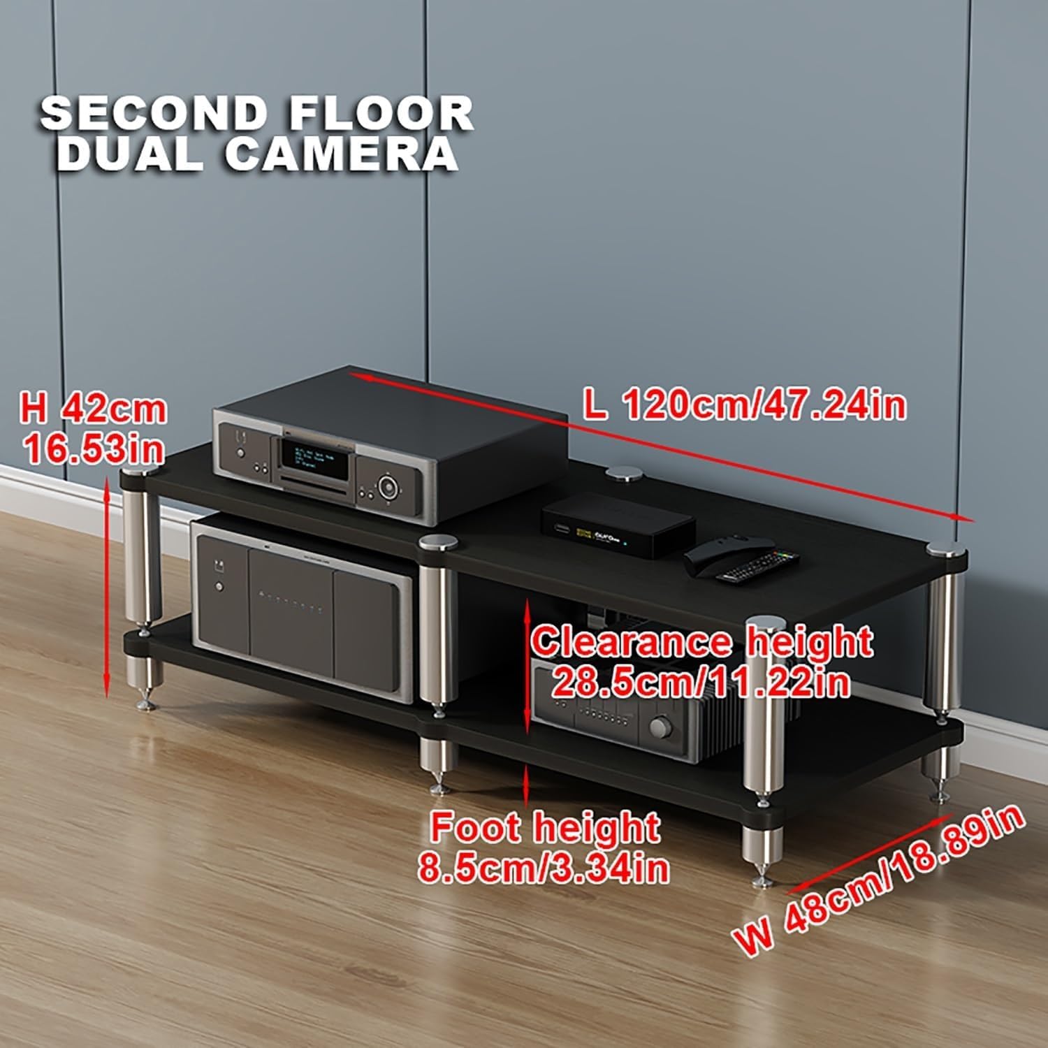 OVOGGPAN AV Media Cabinet Stand Open audio-video shelving Stereo Component Storage Cabinet Multifunctional Media Storage Rack for Living Room/Bedroom/Farmhouse Standing(Pomelo Wood