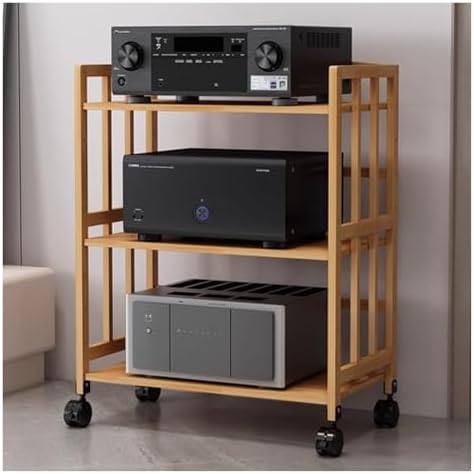 Bamboo Stereo Rack with Wheels