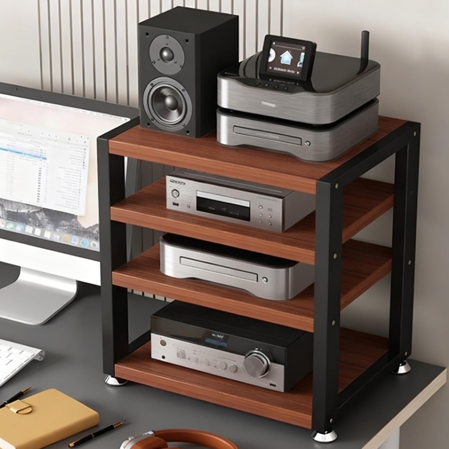 RENLXFI 4-Tier Record Player Stand 48cm Tall