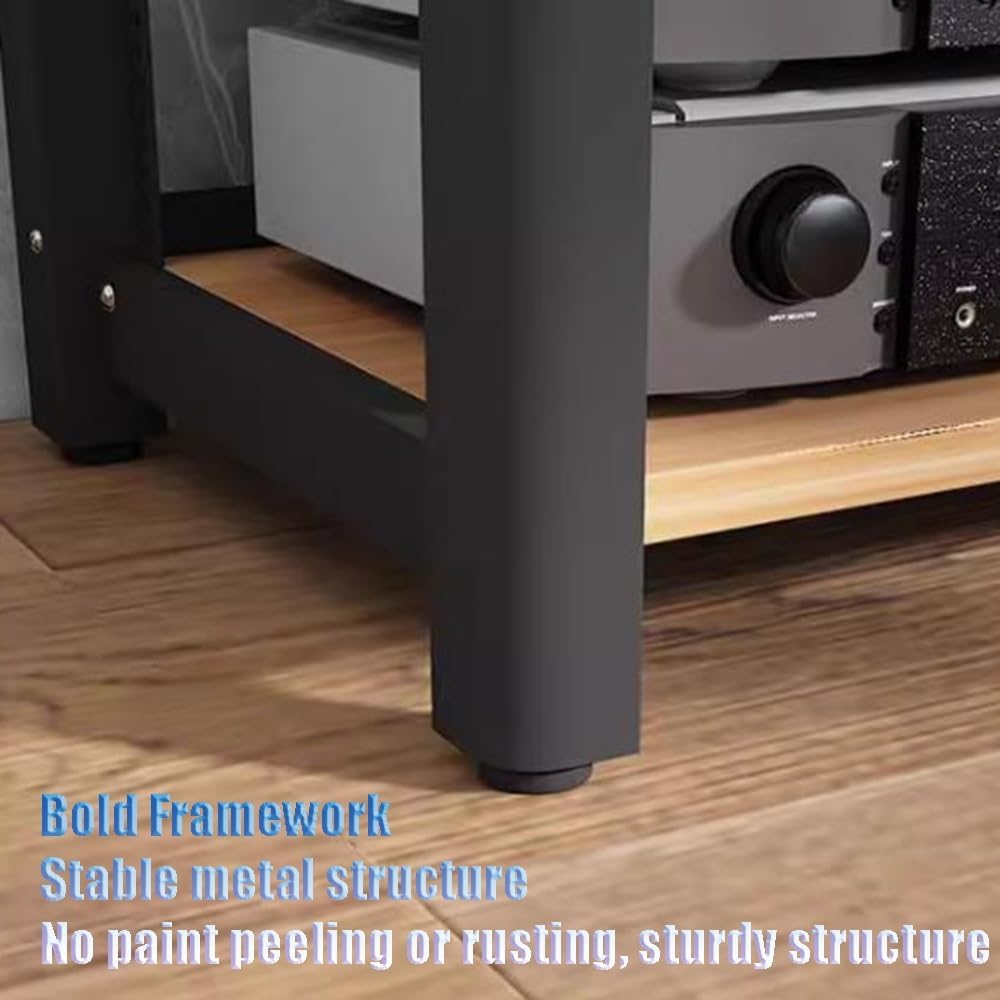 ZYXQQJ Home Theatre HiFi Amplifier Rack Movable Media Stand CD Player Stand 2/3/4/5 Tier Floor-Standing Audio Tower Stereo Cabinet(Teak