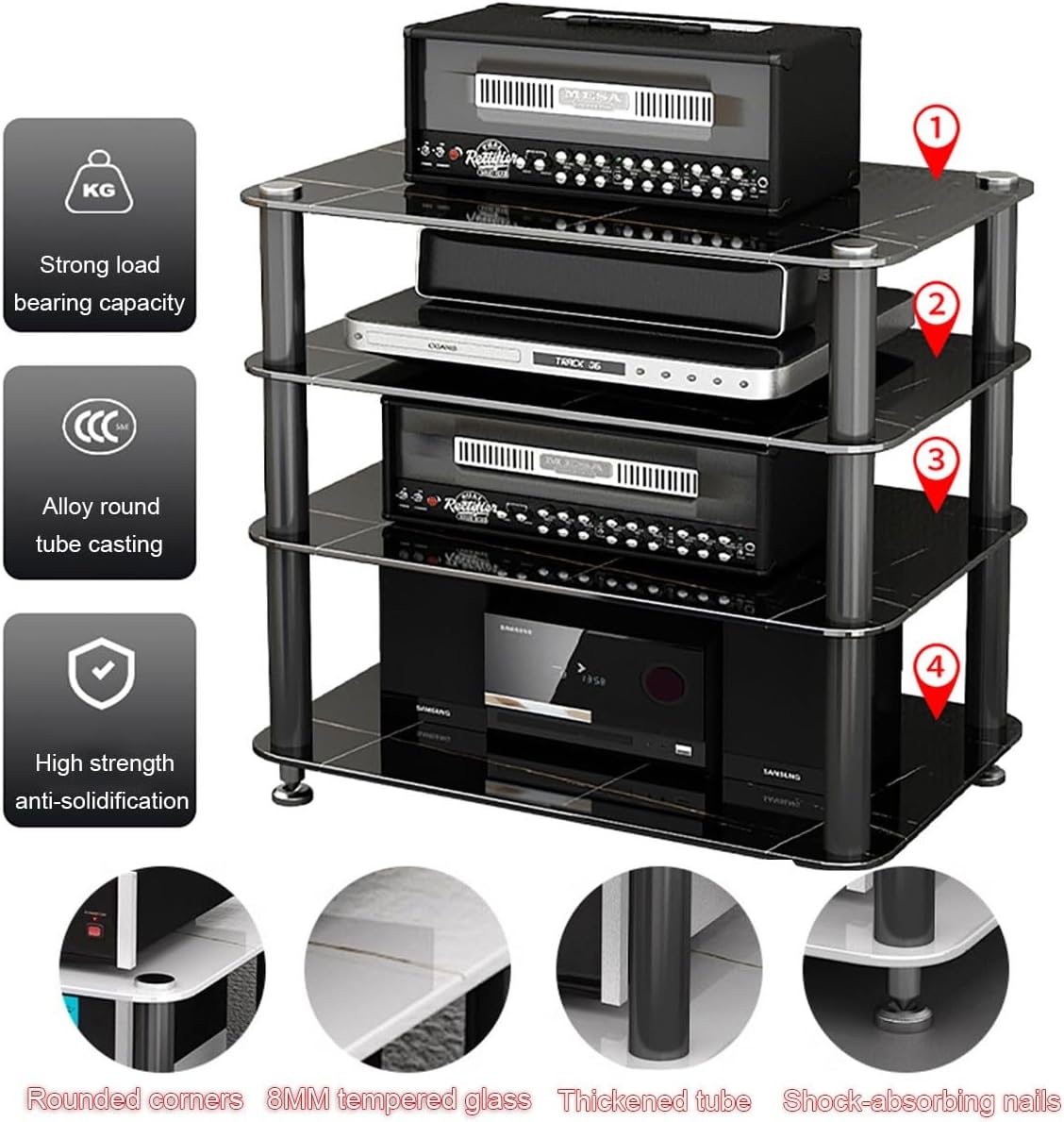 DLYZAYE 4-Tier AV Media Stand