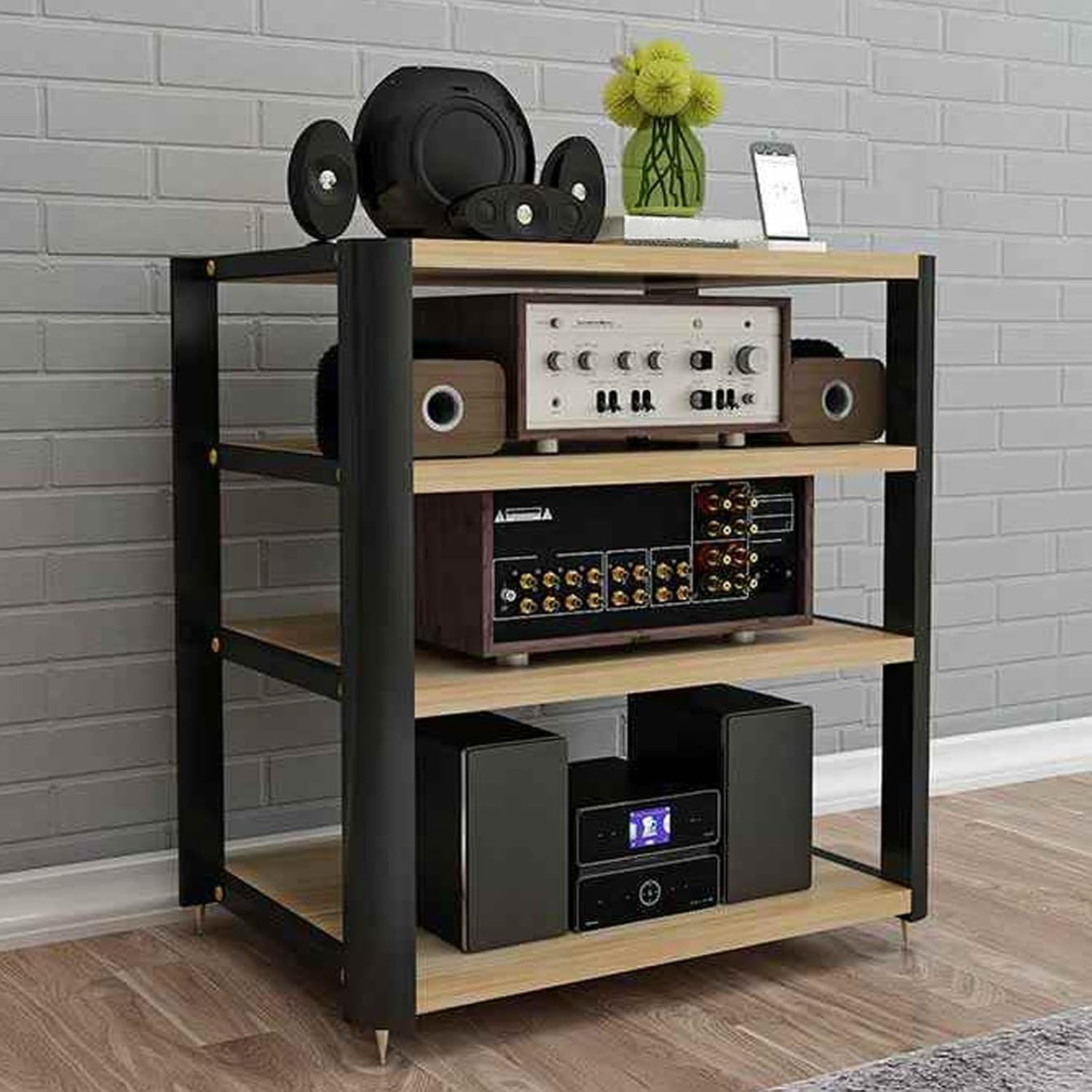 WNYAILLL 4-Tier AV Media Stand Corner Shelf