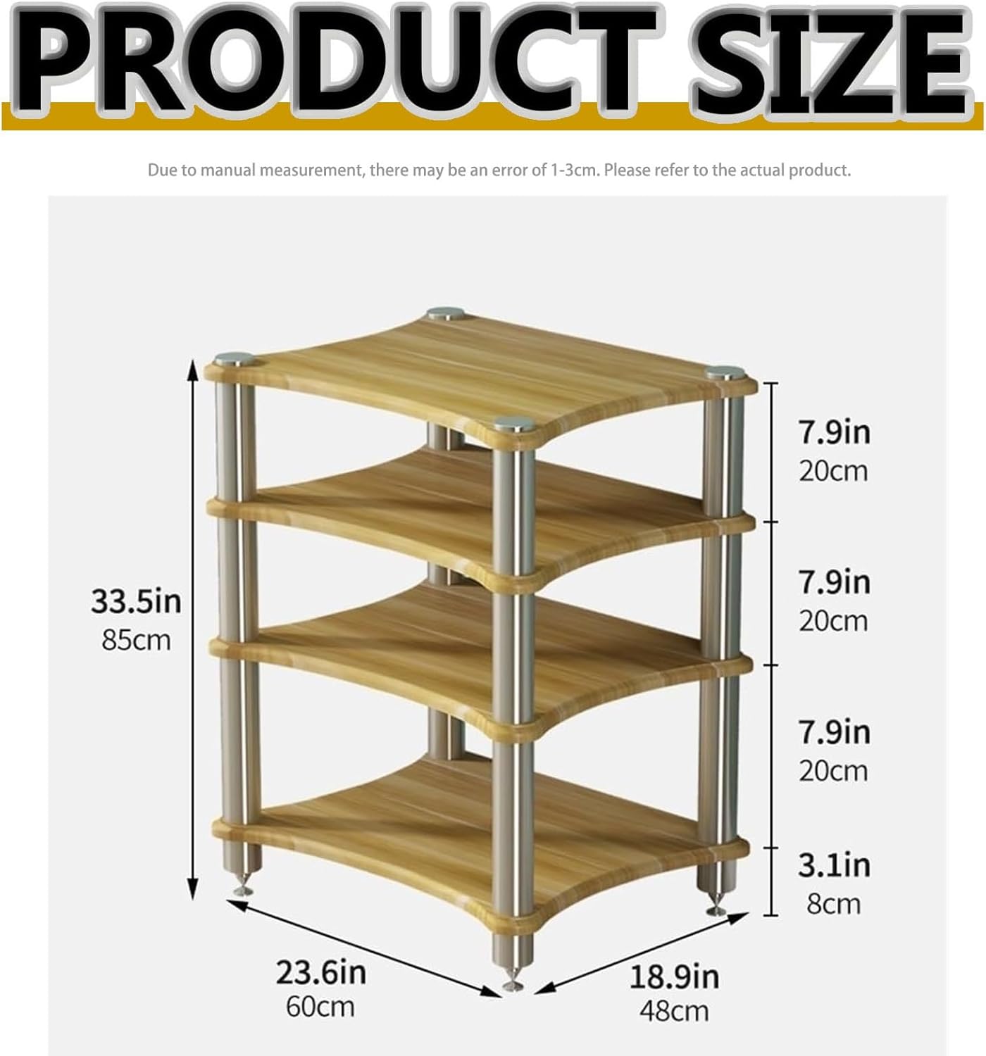 Diodceraic 4-Tier AV Media Stand with Shock-Absorbing Feet