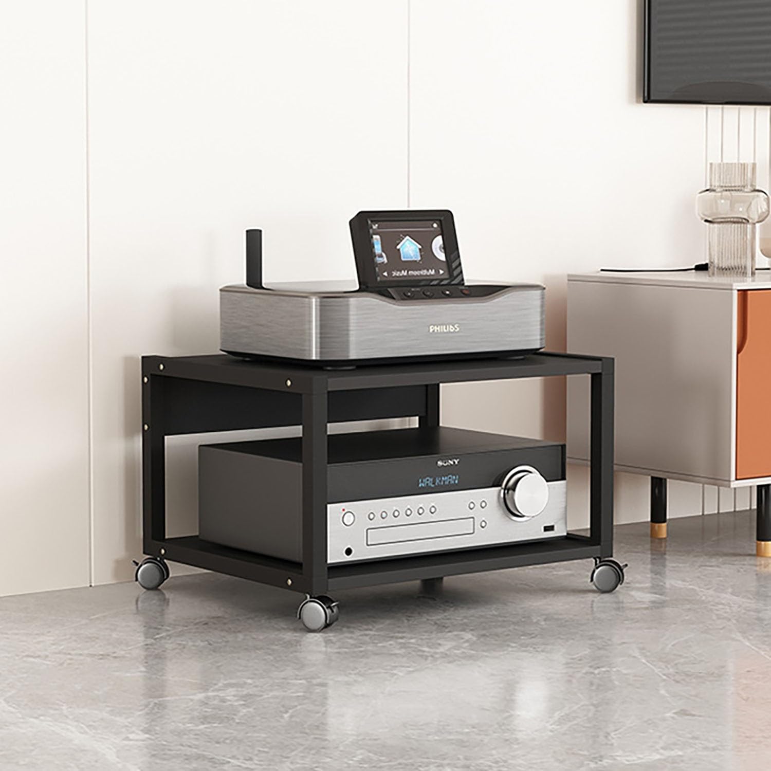 Modern 5-Tier AV Media Stand with Wheels