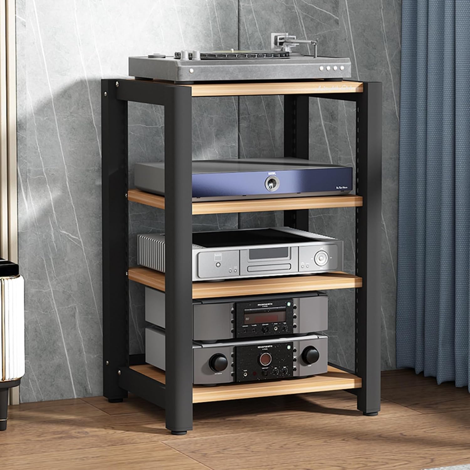 Stereo Rack Cabinet for Audio and Media Storage - AV Media Stand for Stereo Systems and Components