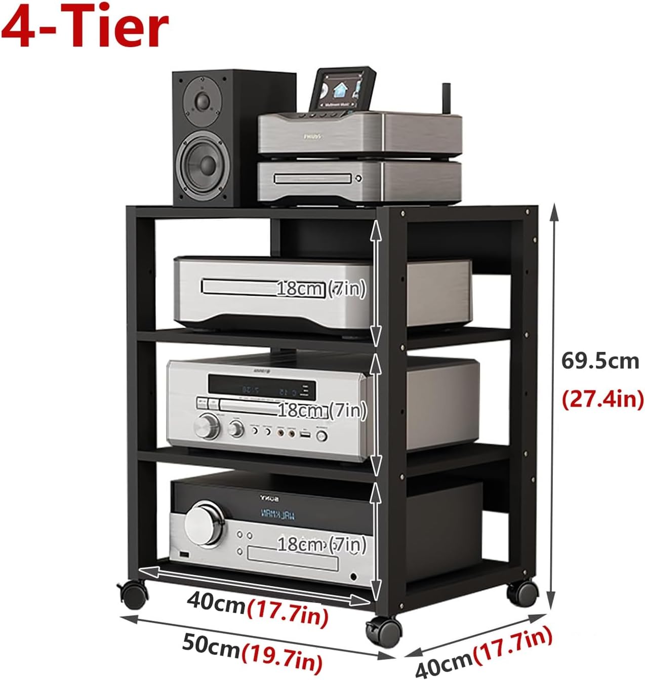 XingLi 3/4/5-Tier AV Media Stand/Video Component Cabinet Open Storage AV Cabinet