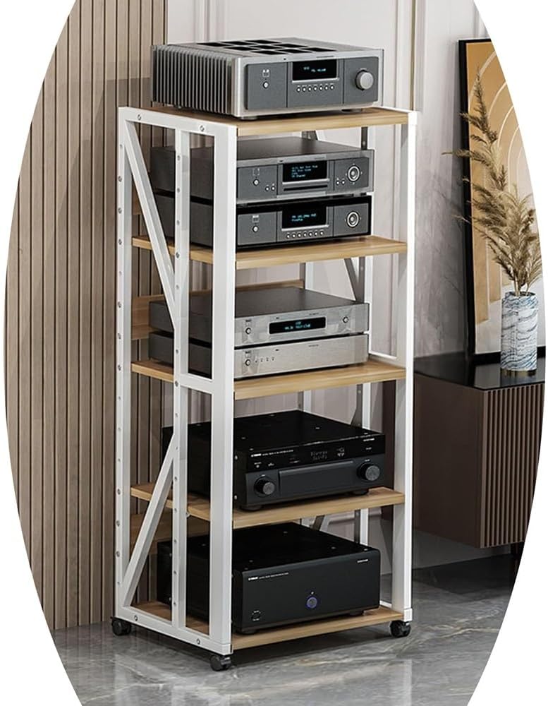 BIUBPW Media Cabinet Stereo Stand 4-Tier AV Media Storage Cabinet