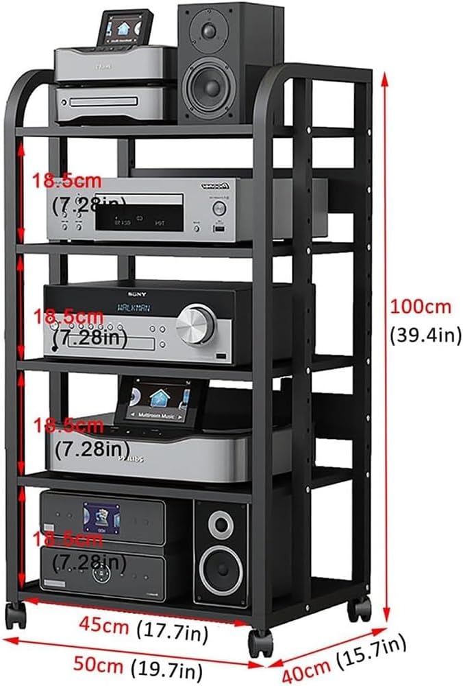 BIUBPW Media Stand Audio Rack 5-Tier AV Media Stand