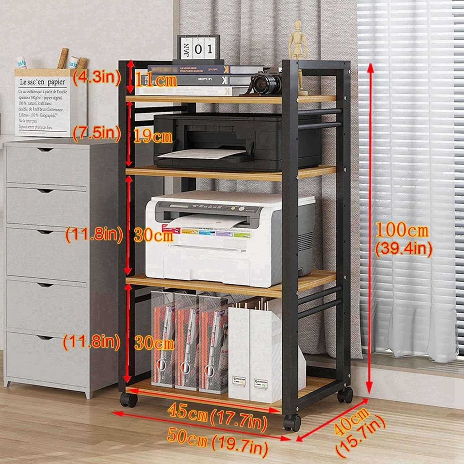 AErosx Movable AV Media Stand CD Player Stand Stereo Rack Corner TV Stand Audio Video Components Cabinet with Height Adjustable Wooden Shelf