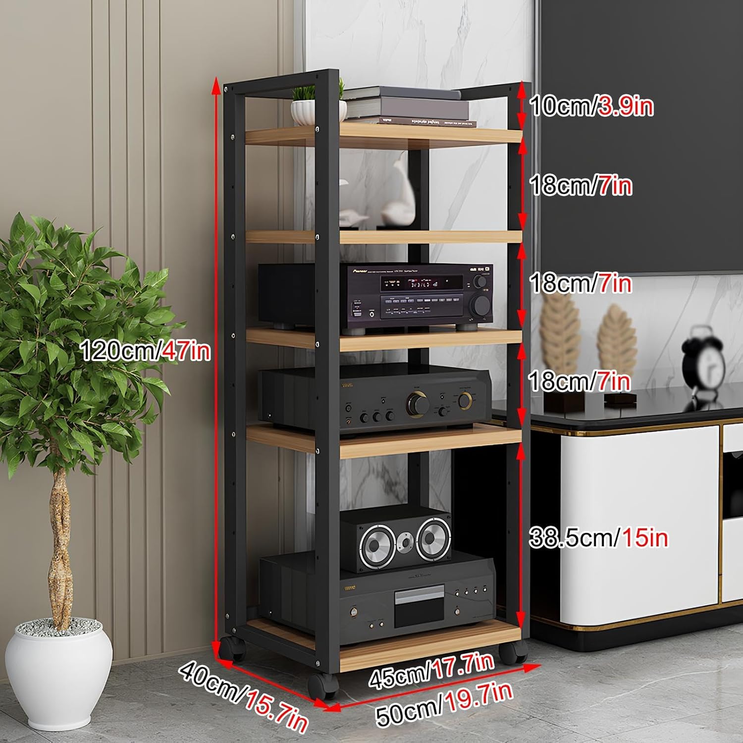 ZCSL 5 Tier Corner Tall Media Stand