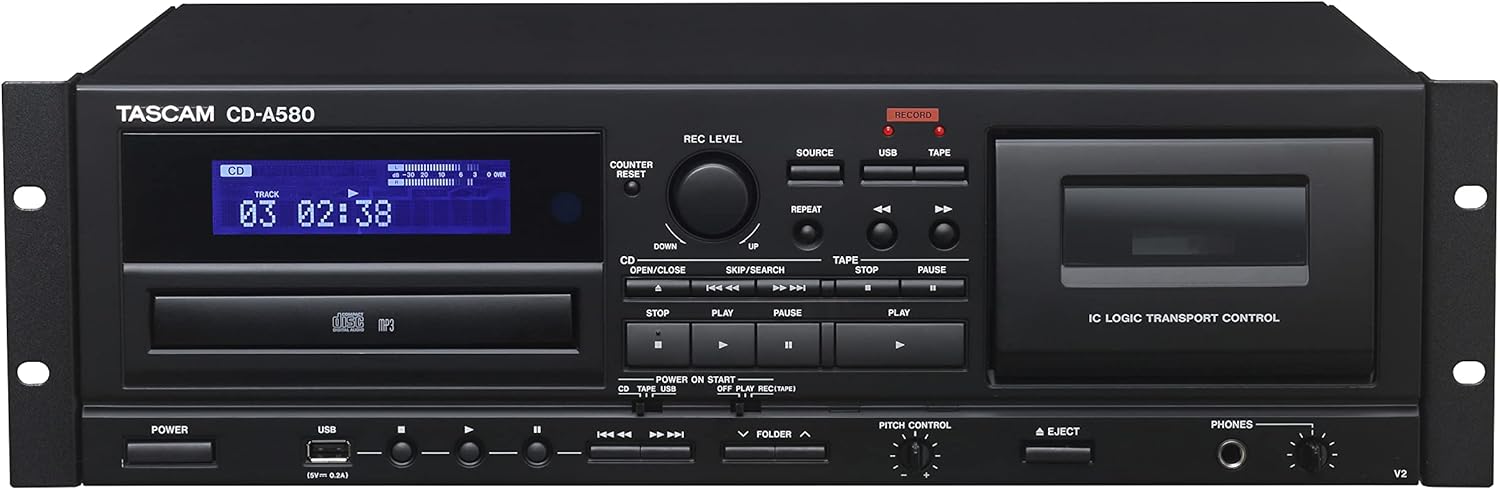 Tascam CD-A580 Rackmount Cassette/CD/USB MP3 Player Recorder Combo