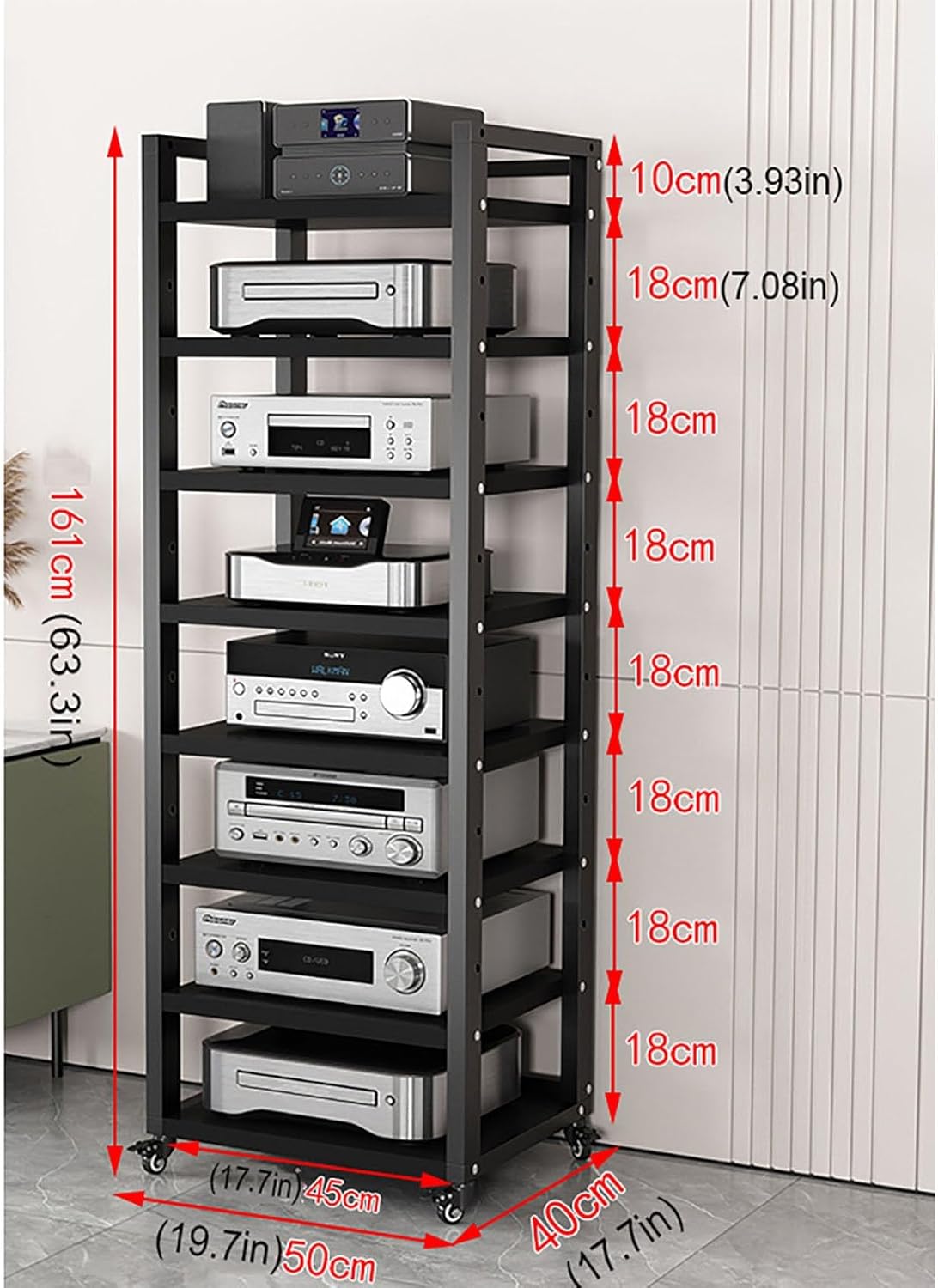 8-Tier Movable Audio/Video Media Stand Center