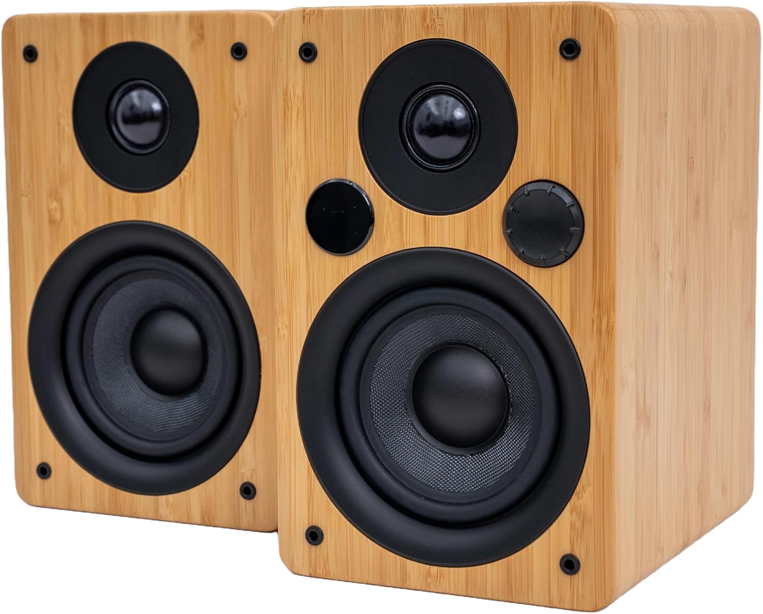 Peachtree Audio M24x Powered Bluetooth Bookshelf Speakers – Real Bamboo | 5.25” Woofer, RCA, Optical, USB Charging, Sub Out | Compact Hi-Fi Speakers for TV, Turntable, Computer & Home Audio