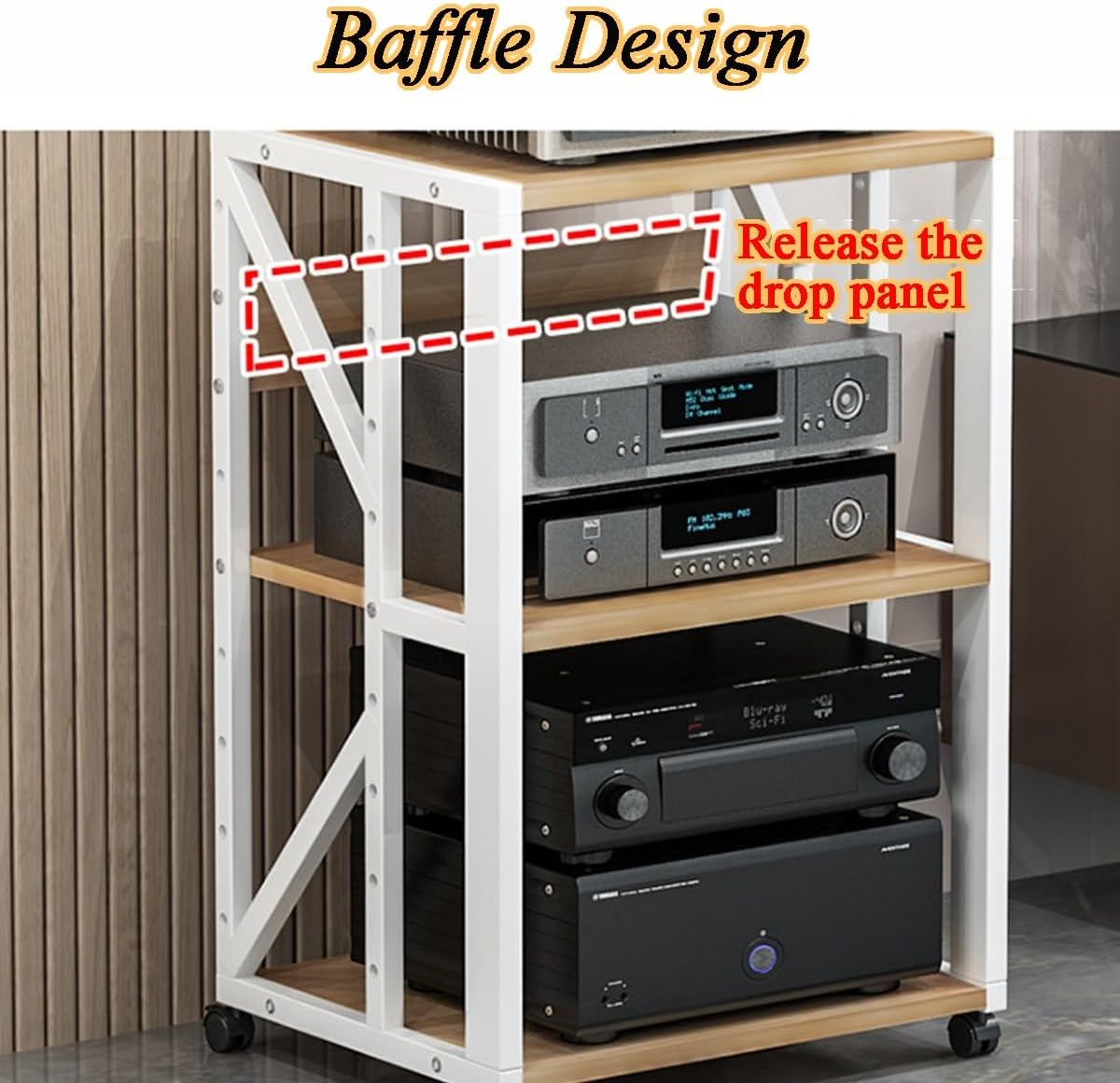 HUANGYANGZ Modern AV Media Stand with 360 Wheels