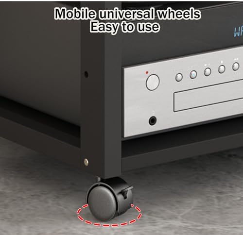 USZWBY Media Stereo Cabinet Standmedia Stand Audio-Video Shelving 3/4/5/6 Tier HiFi DVD Holder Game Rack Cd Console Cabinet with Adjustable Shelves Wooden St(Color-50X40X131Cm)