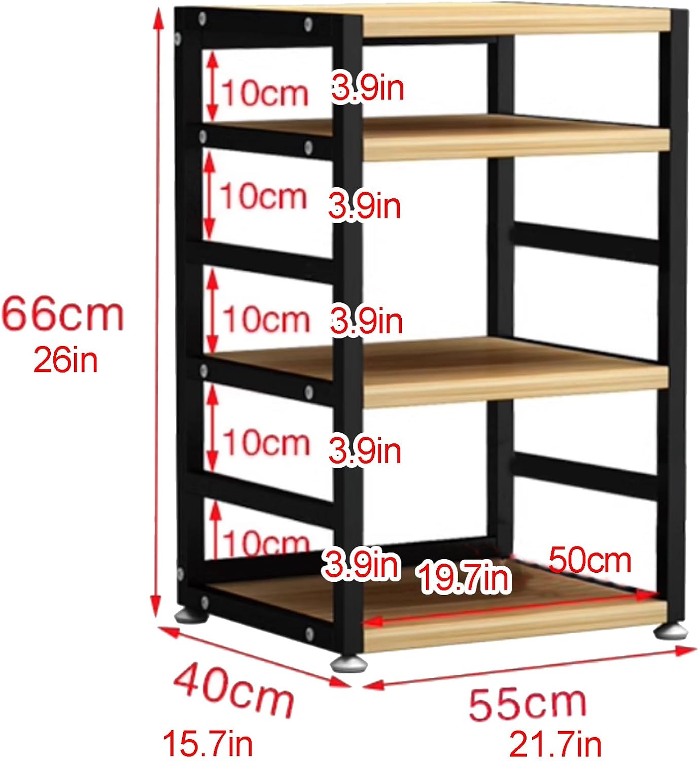 OVOGGPAN Open AV Media Stand Adjustable Audio-Video Shelving Unit with Customizable Shelves & Foot Pads Stereo Component Storage Cabinet for Living Room
