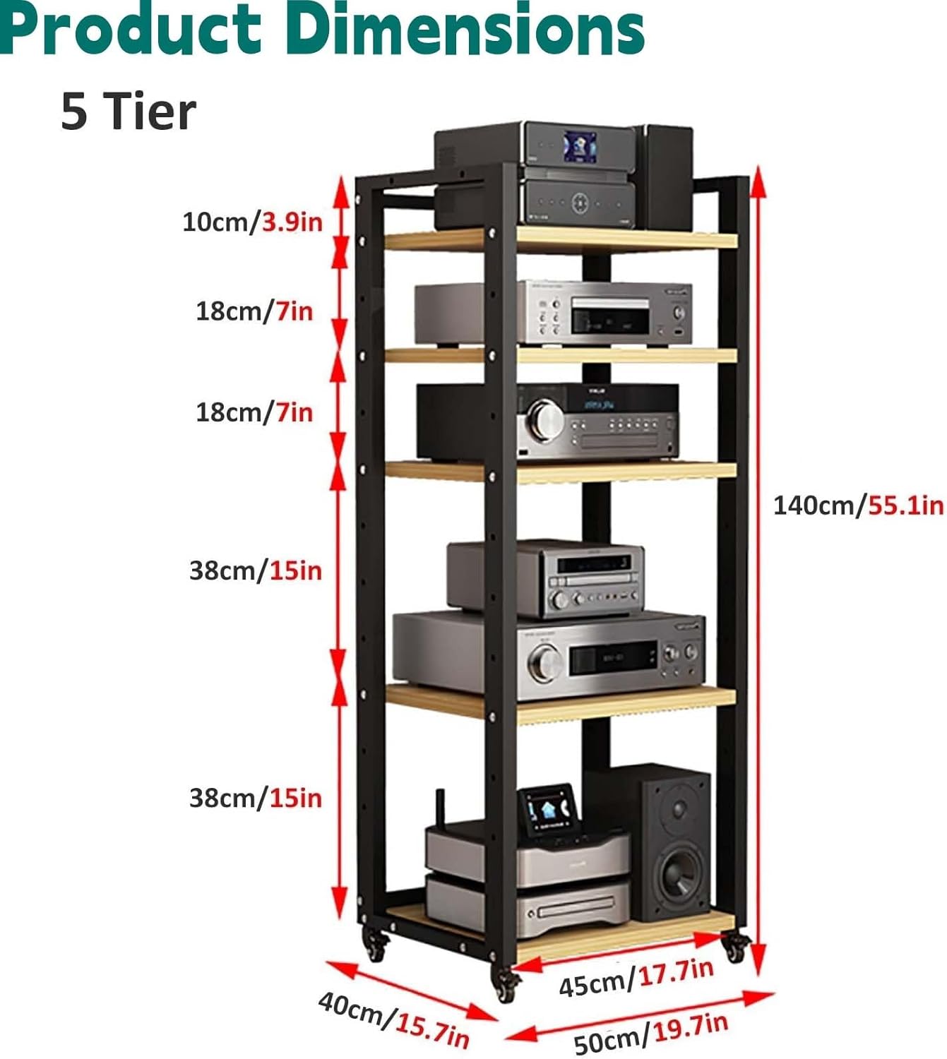 CxlQuarxian 4.6FT Tall Audio Tower Rack