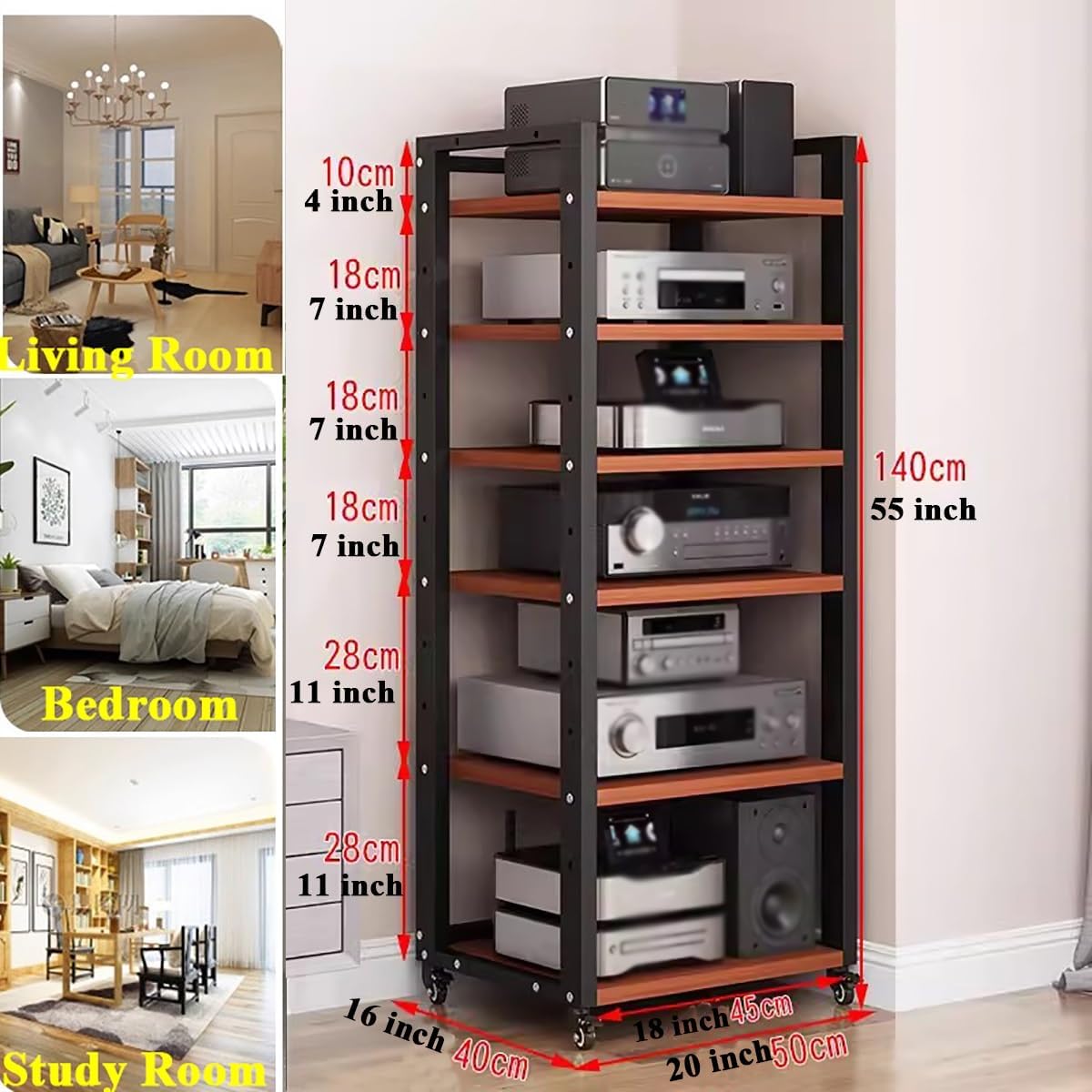6 Tier Audio Video Rack
