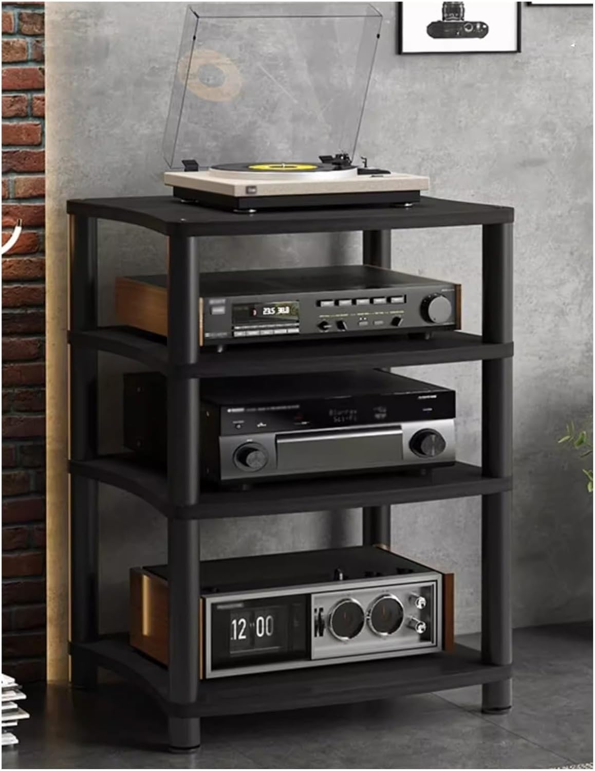 YLLFFLL 4-Tier Shelves Audio Video Media Stand Cabinet