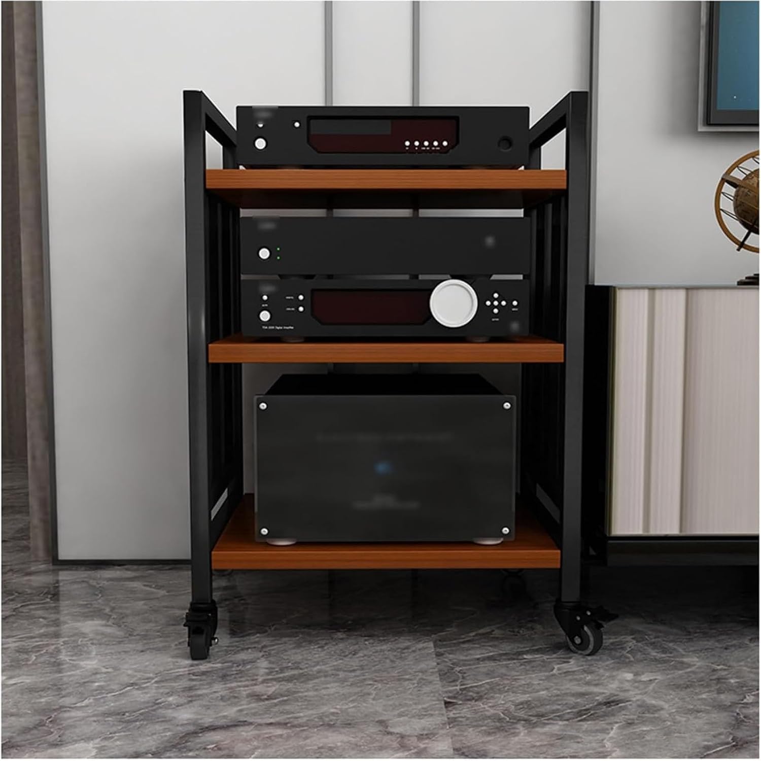 WUHUQN Media Stand 3-Tier Media Stand Audio/Video Component Cabinet Audio Stand CD Rack Corner Rack Component Cabinet Stereo Rack Audio Tower