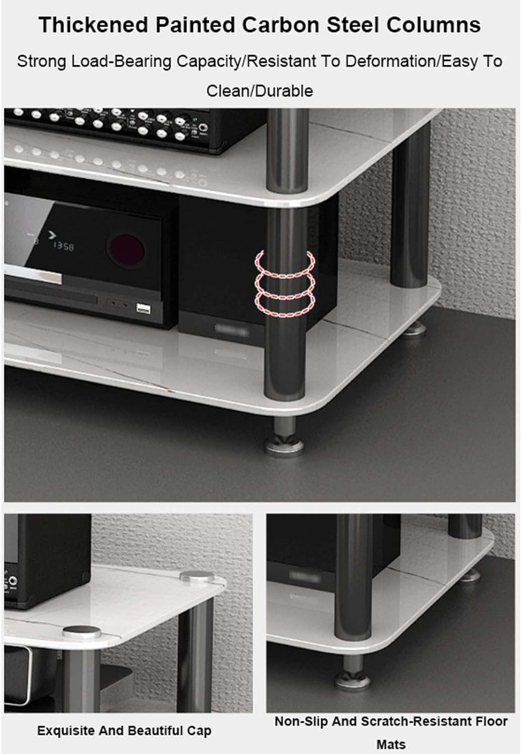 XMFBSY Medios Tempered Glass AV Component Media Stand Heavy Duty Stereo Cabinet Modern Entertainment Video Game Equipment Console Shelf for DVD Player Organizer(3 Tier)