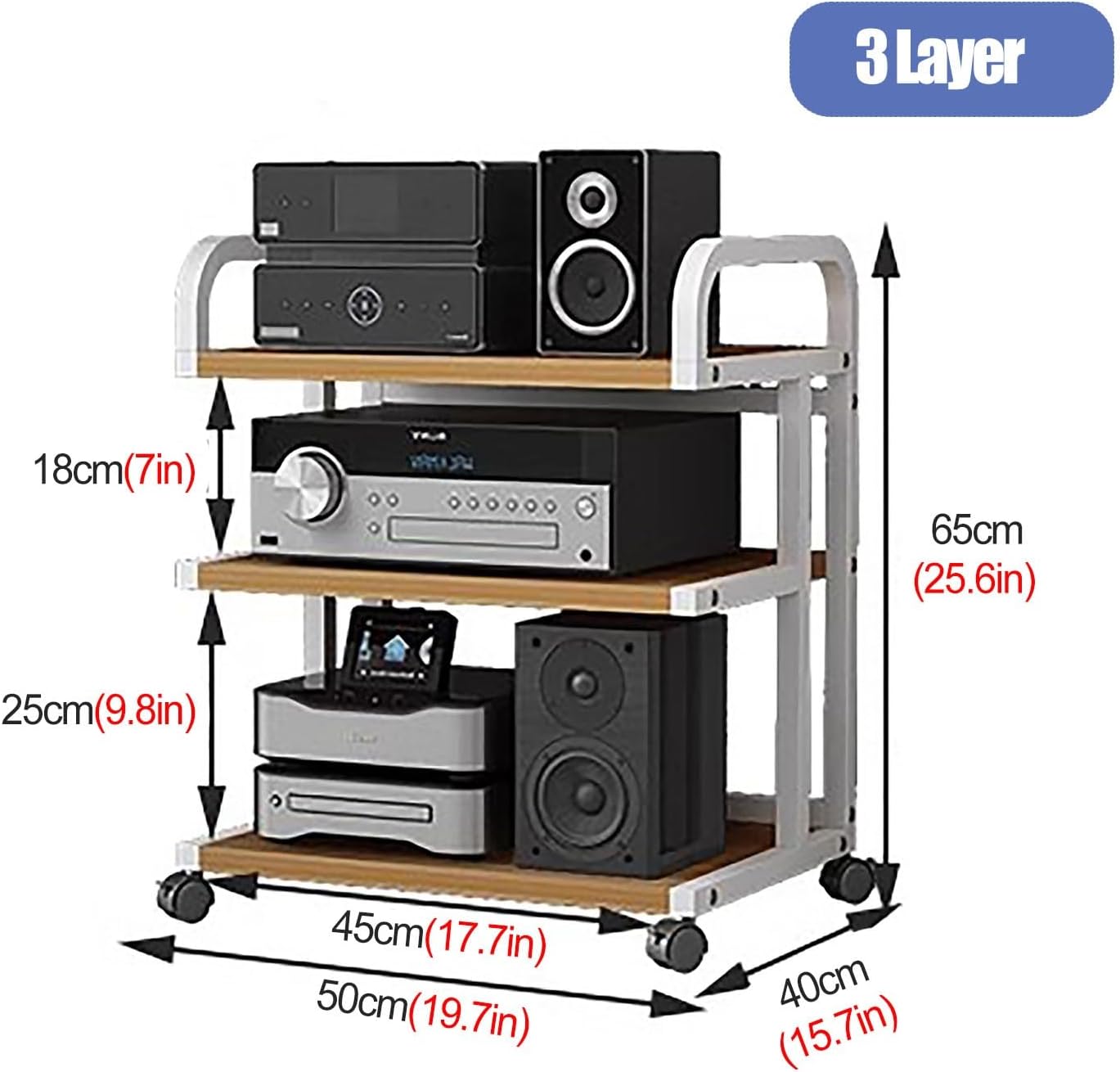 YLLFFLL Home/Living Room Rolling Audio/Video Component Cart with Wheels