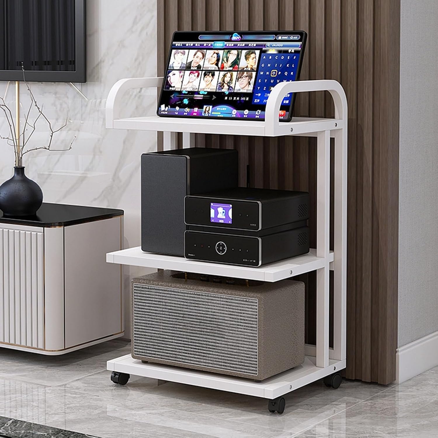 WUHUQN Audio Video Media Stand with 3 Shelves