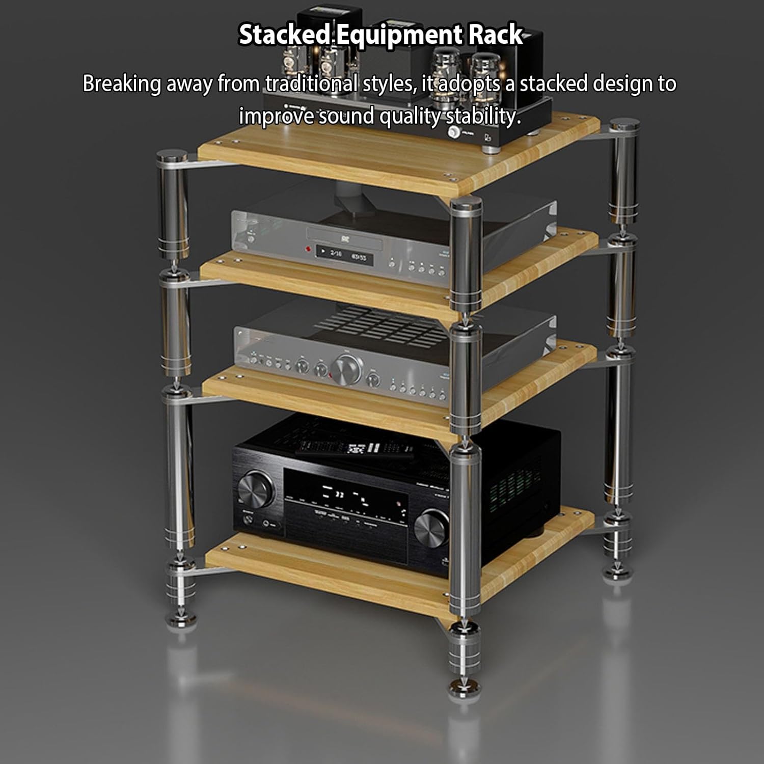 XDOPIRRS 1/2/3/4 TierOpen Wooden Audio Rack