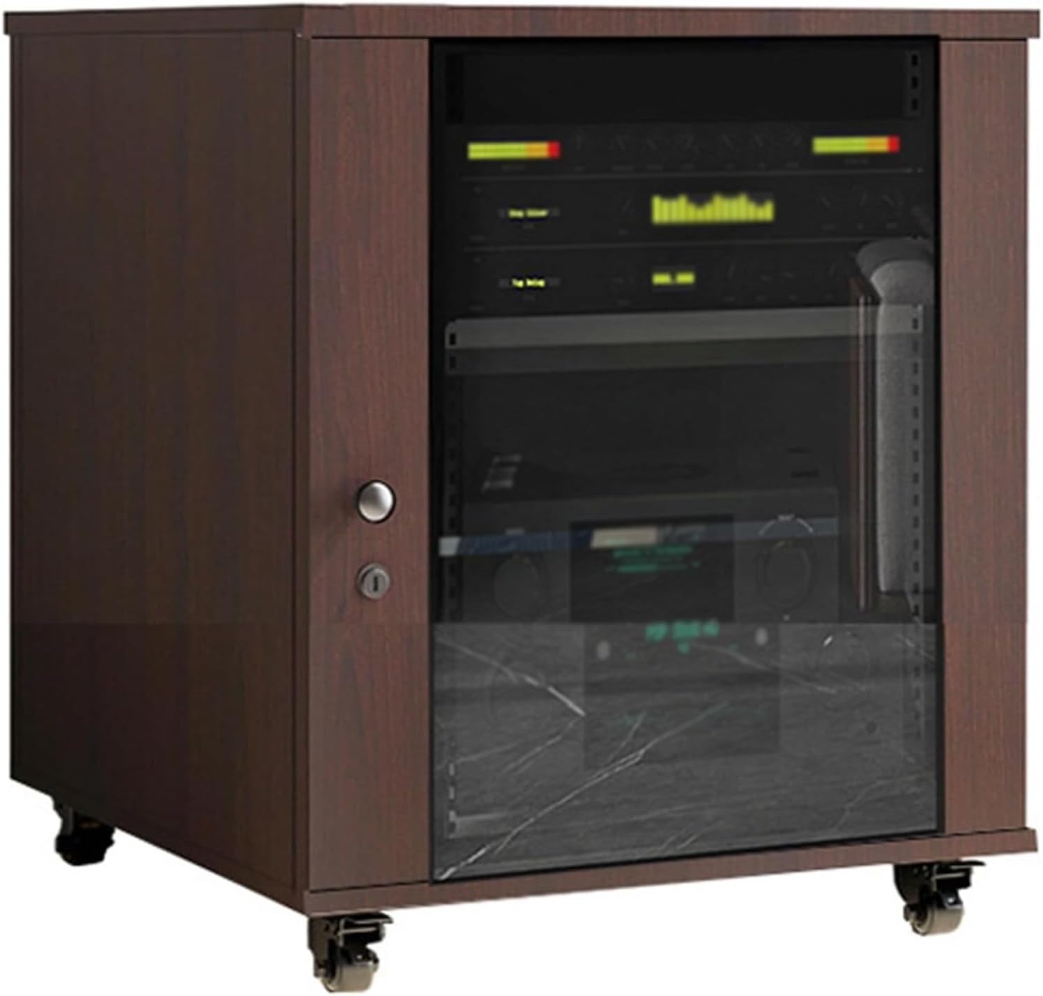 YUGXTH 2/3 Tier AV Stereo Cabinet Movable with Glass Door
