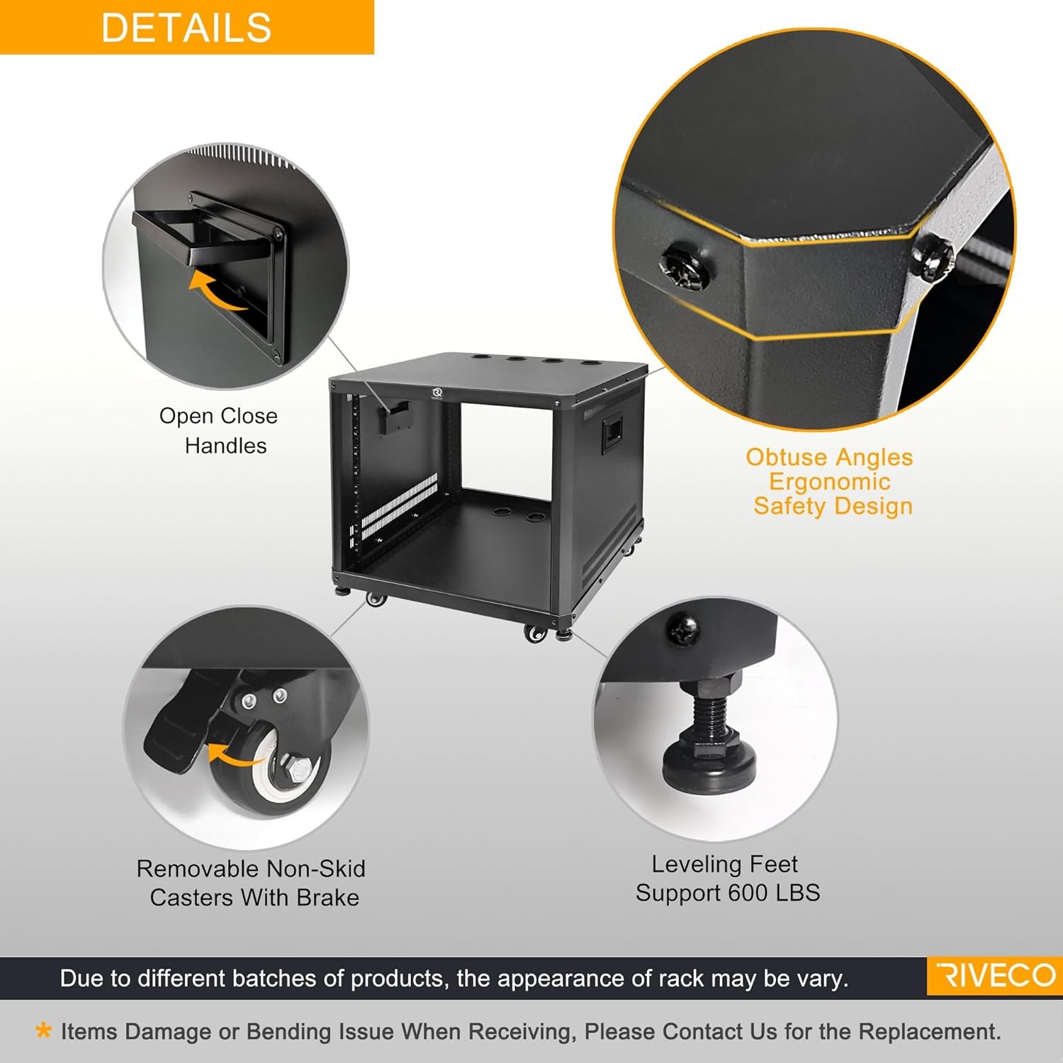 RIVECO POMU 18U Stereo & Server Rack with Caster Wheels