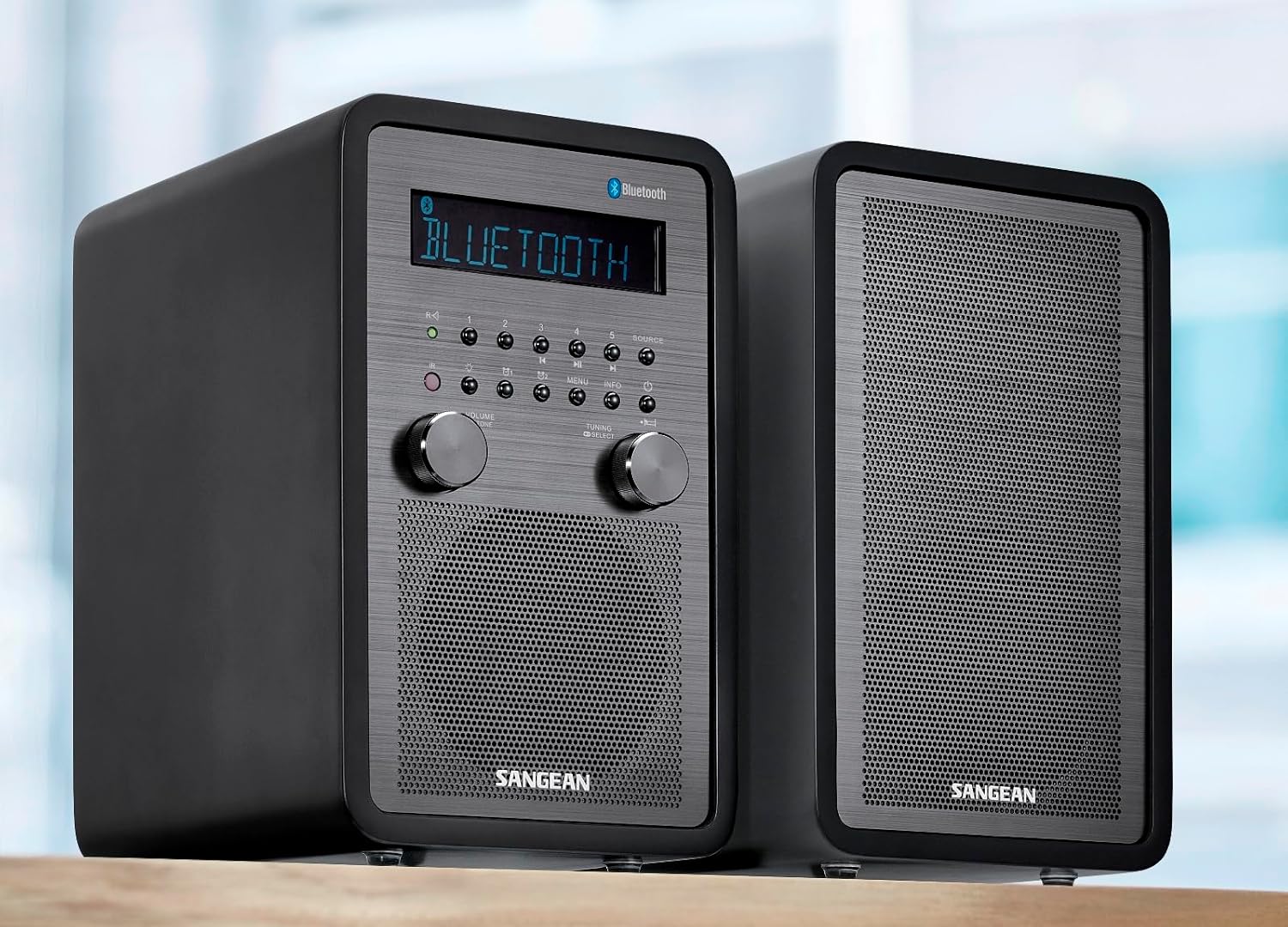 Sangean WR-50P AM/FM Bluetooth Wood Cabinet Tabletop Stereo Digital Receiver