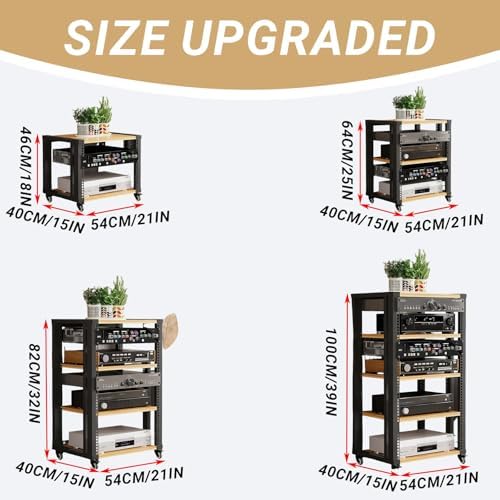 Adjustable 2/3/4/5-Tier Media Stand with Wheels - Modern Audio Rack for Home Theater & Recording - Versatile Stereo Shelving Unit (Double Layer)