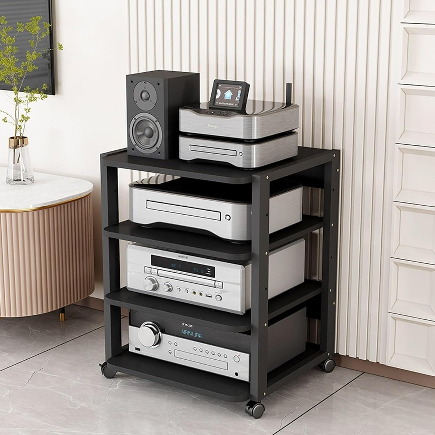 DSEWTEZXI Mid-Century Record Player Stand