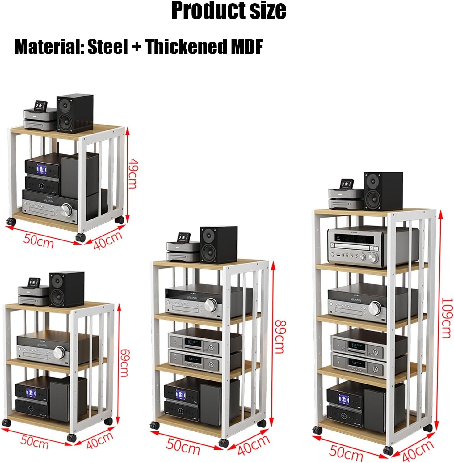 Zdlopteron AV Metal Media stand cabinet with wheels