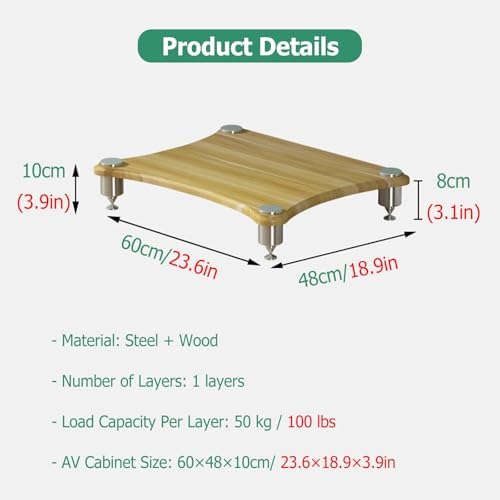 Stereo Components Cabinet - Stands Audio Rack w/Shock Absorbing Foot - Media Stand and Components Cabinet Shelf - Record Player Console for DVD