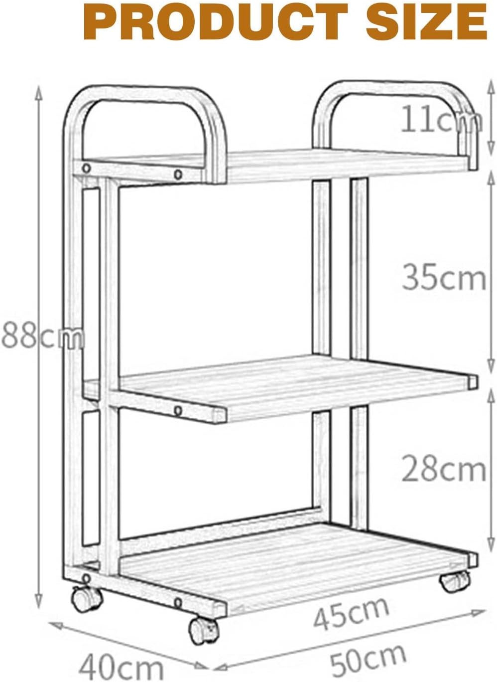 BXKCFYBSQ 3-Tier AV Media Stand Corner Frame Wooden Corner Frame Component Cabinet Stereo Audio Rack Stand Tower for Home/Office with Floor Wheels