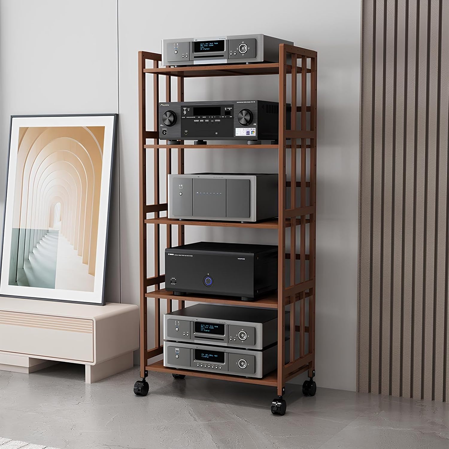 ZCSL 5 Tier Stereo Cabinet with Adjustable Shelf