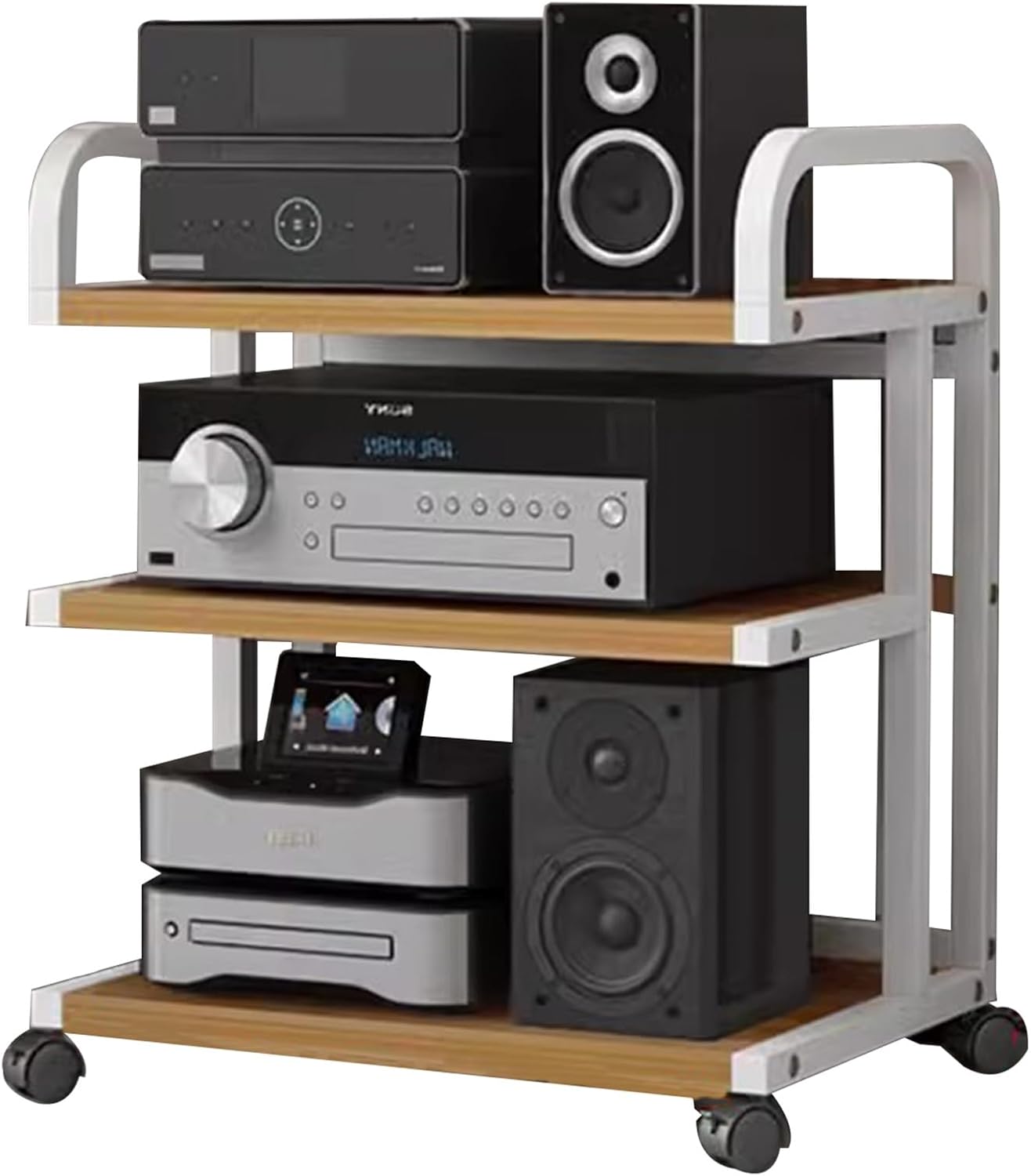 Rolling Audio Rack Cabinet/ Stereo Component Stand on Wheels