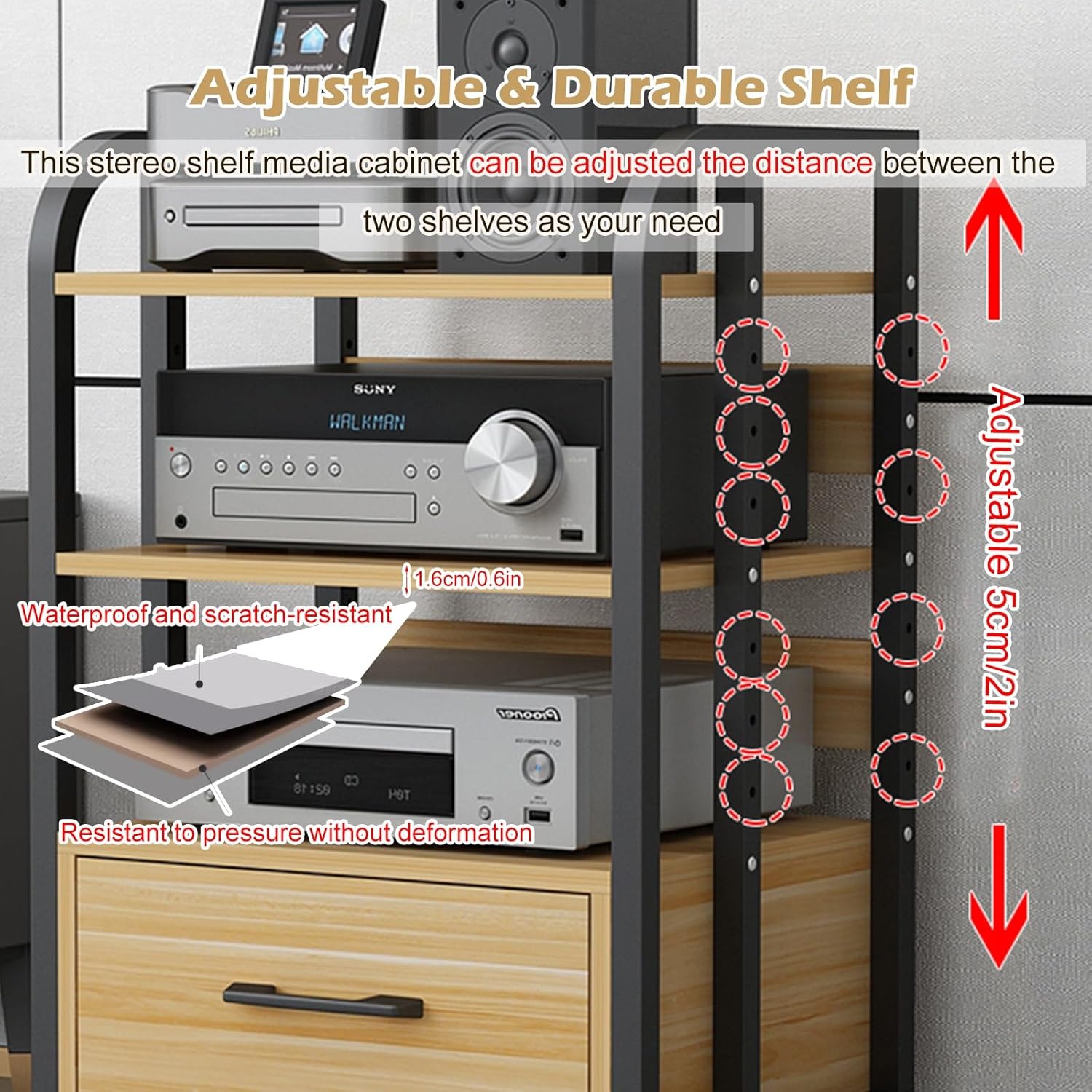 WLCGYD Home HiFi Audio Rack Cabinet 100cm High Large Capacity Audio-Video Media Stand for Amplifier/Record Player/Stereo Receiver - Corner Entertainment Center