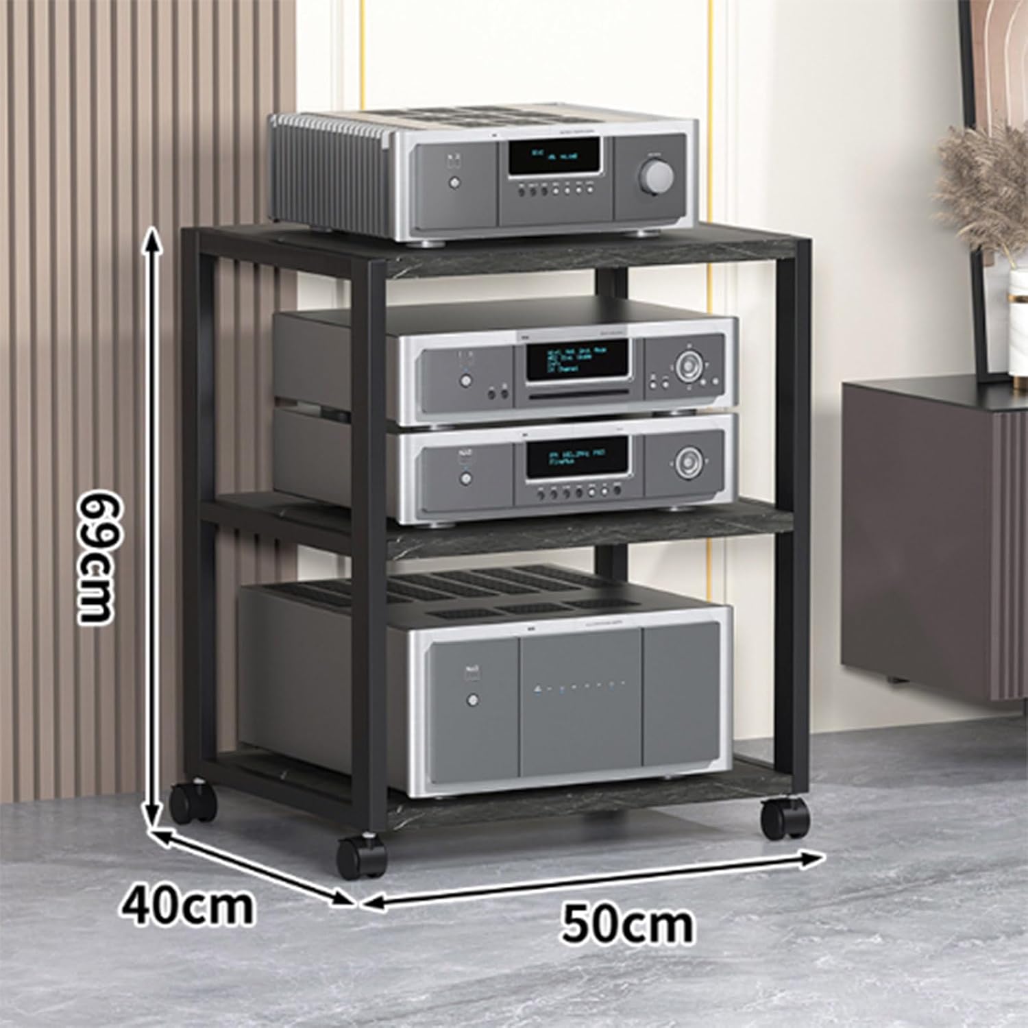 HYDTGZ Home Stereo System Entertainment Components Cabinet 2/3/4/5 Tier Audio-Video Media Stand with Adjustable Shelves for Gaming