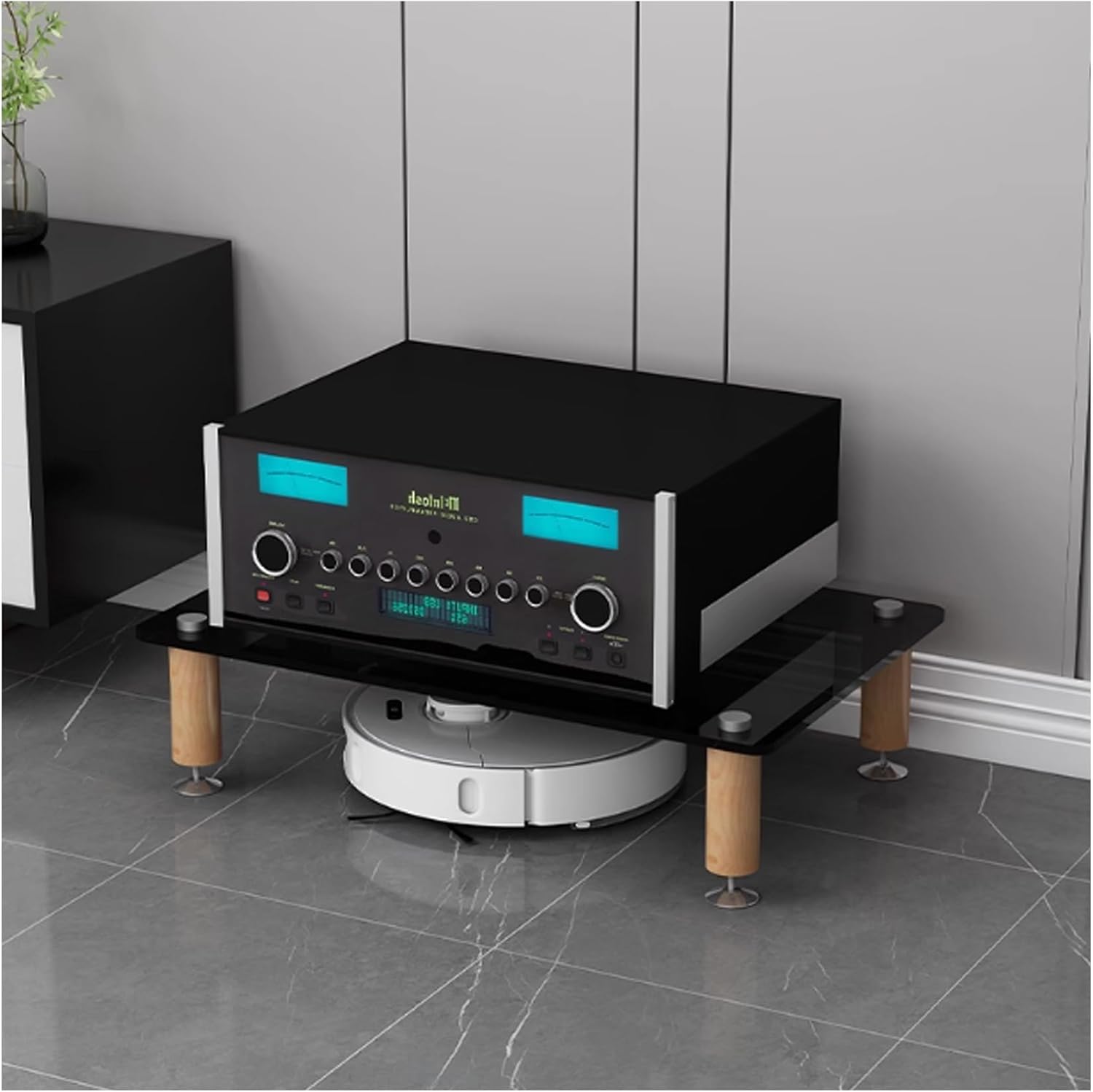 OVOGGPAN AV Stereo Cabinet Audio Rack Stand Tower Audio-Video Shelving Audio Tower Record Player Stand Media Storage Cabinet