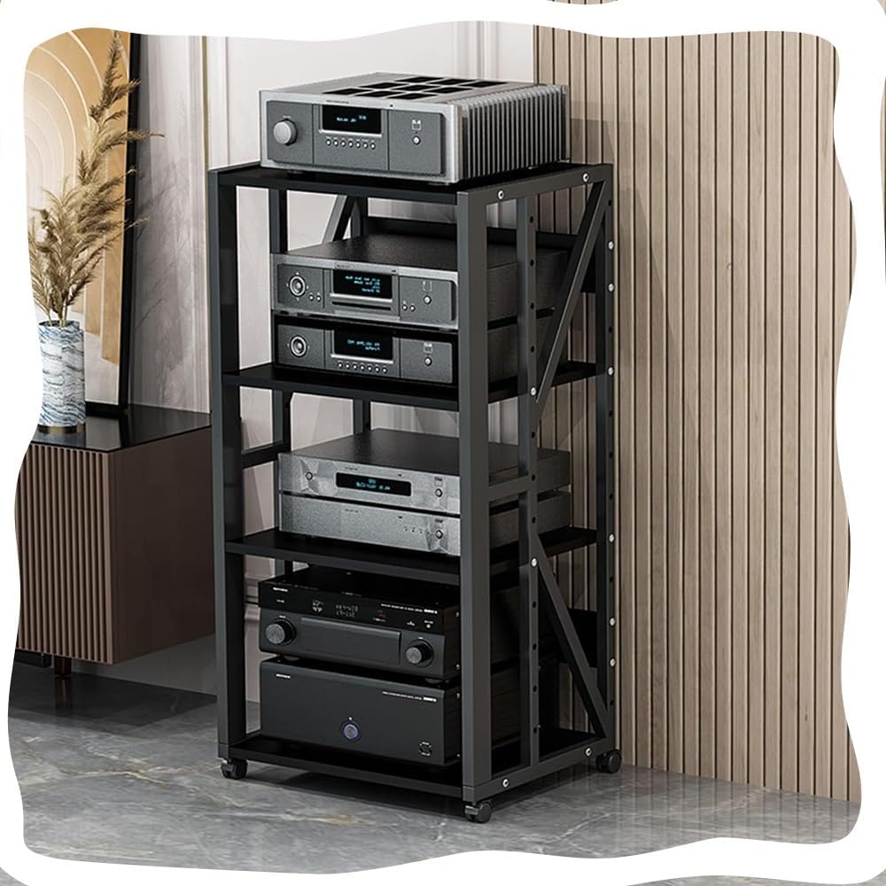 BIUBPW Modern Audio Video Stand AV Cabinet with Wheels