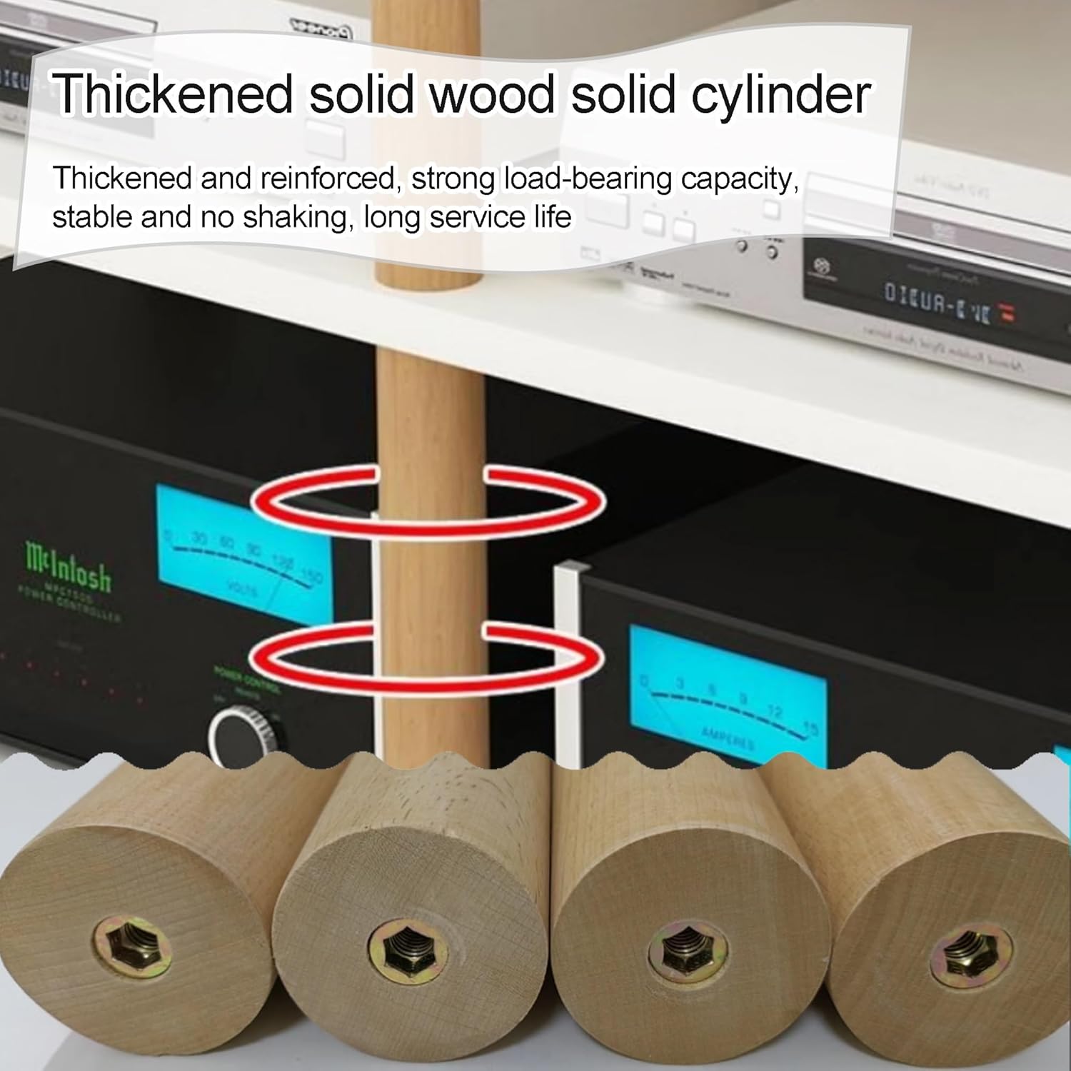 OVOGGPAN Open Stereo Stand AV Media Cabinet Stand Audio-Video Shelving Stereo Component Storage Cabinet for Living Room/Bedroom/Farmhouse Standing(Pomelo Wood