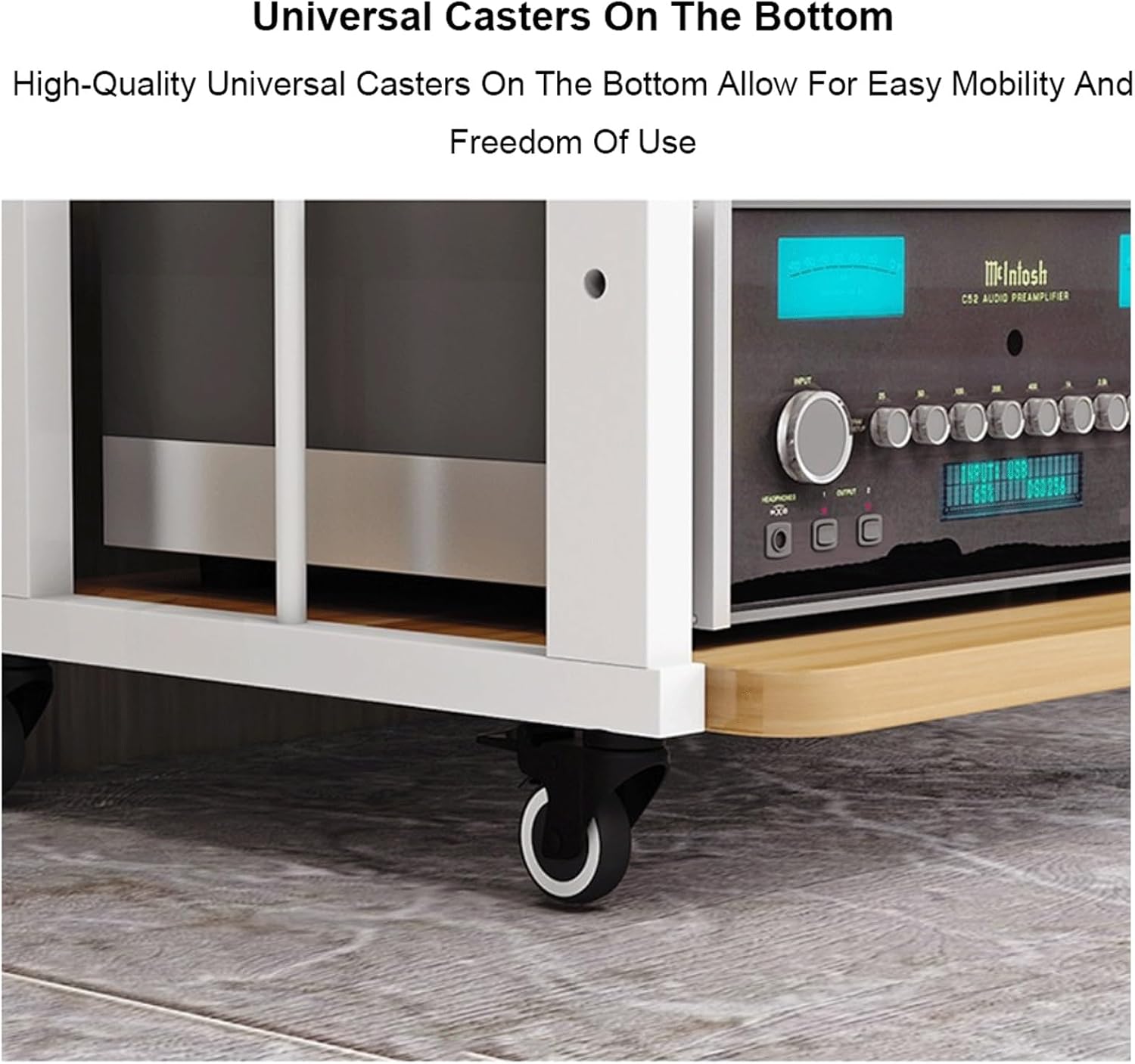 XMFBSY Medios AV Media Stand with Wheels Adjustable Entertainment Video Game Equipment Console Shelves Movable Record Player DVD CD Audio Rack Tower for Home Organizer(Rojo