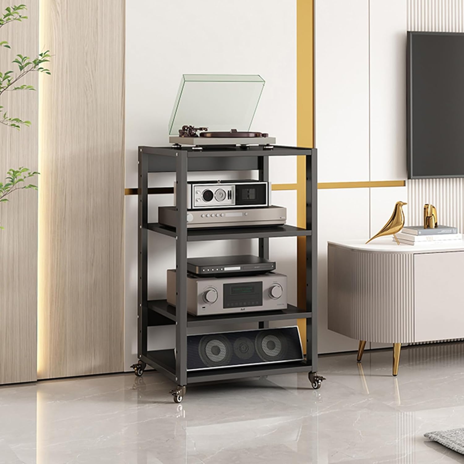 Media Stand 4/5-Tier AV Media Stand with Mobile Wheels