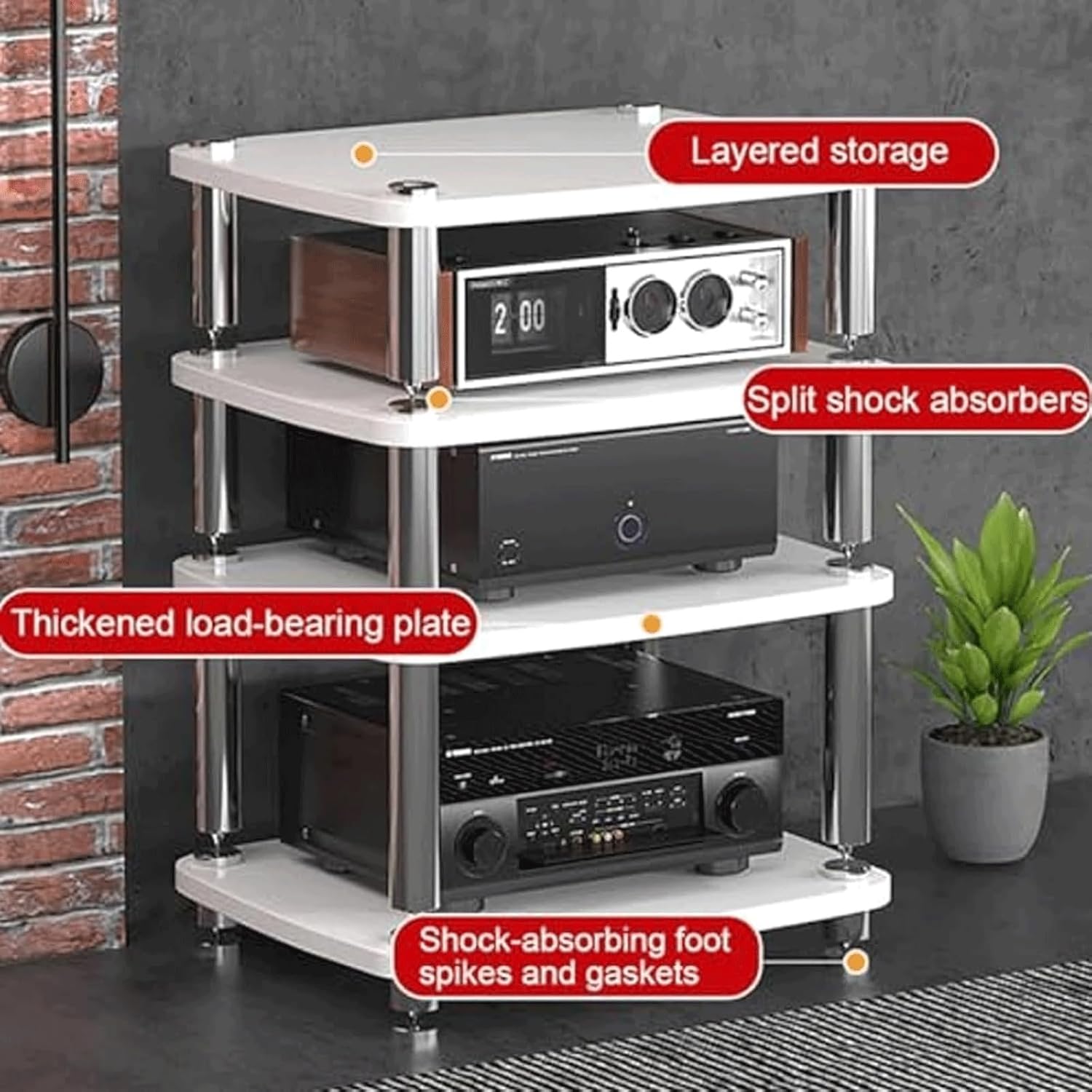 PZEOB Audio Rack Tower CD Player Stand Audio Component Rack