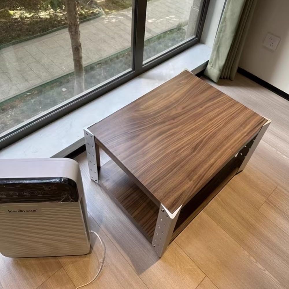 KGPGNYMYHA 4 Tier Audio Video Media Stand Adjustable Shelves Audio Rack Media Storage Cabinet Stereo System Home Entertainment Components Cabinet(Brown